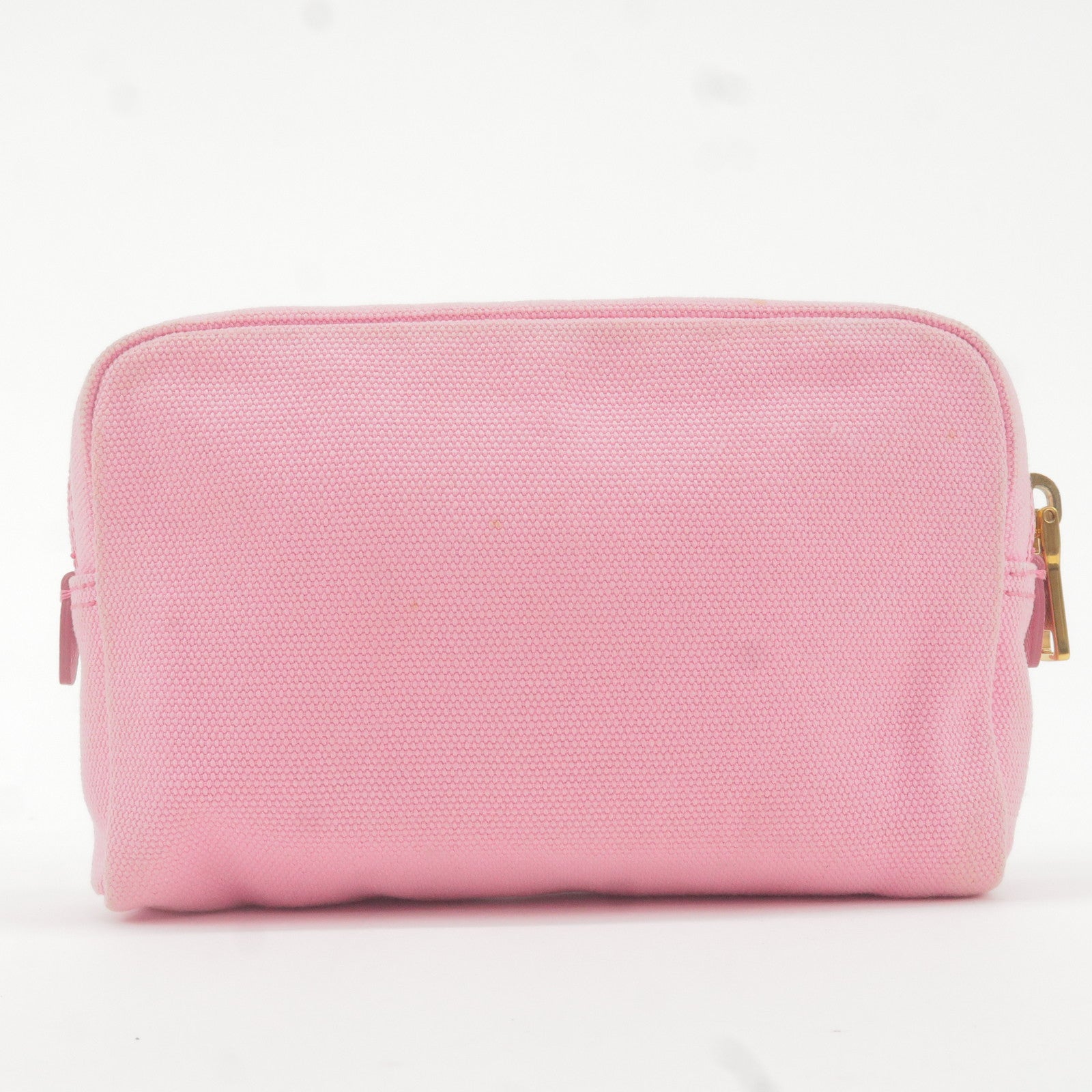 PRADA-Logo-Canvas-Leather-Canapa-Pouch-Pink-1NA021 – dct