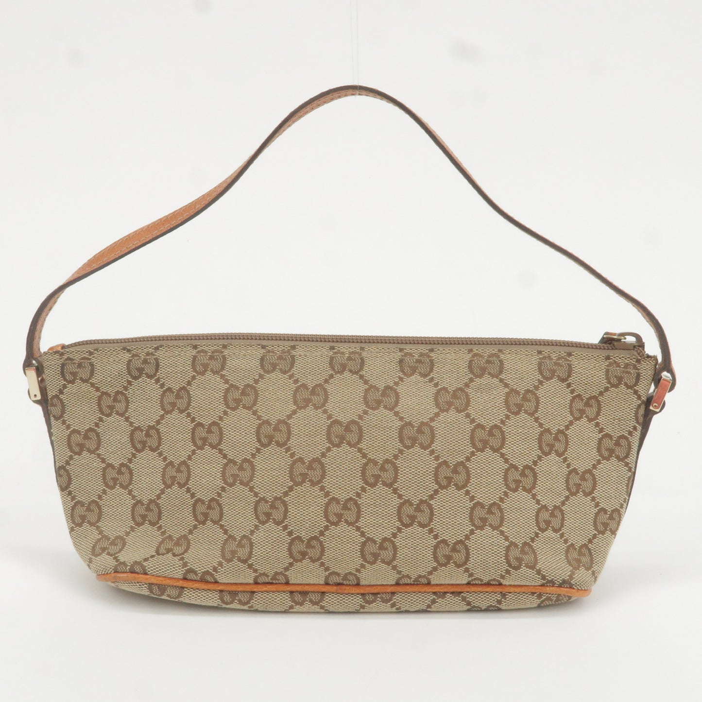 GUCCI Boat Bag GG Canvas Leather Hand Bag Brown Beige 07198