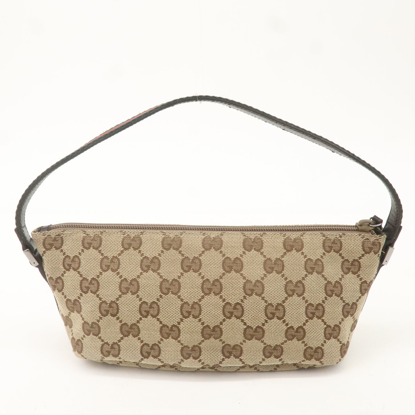 GUCCI Sherry GG Canvas Leather Hand Bag Pouch Beige Brown 141809