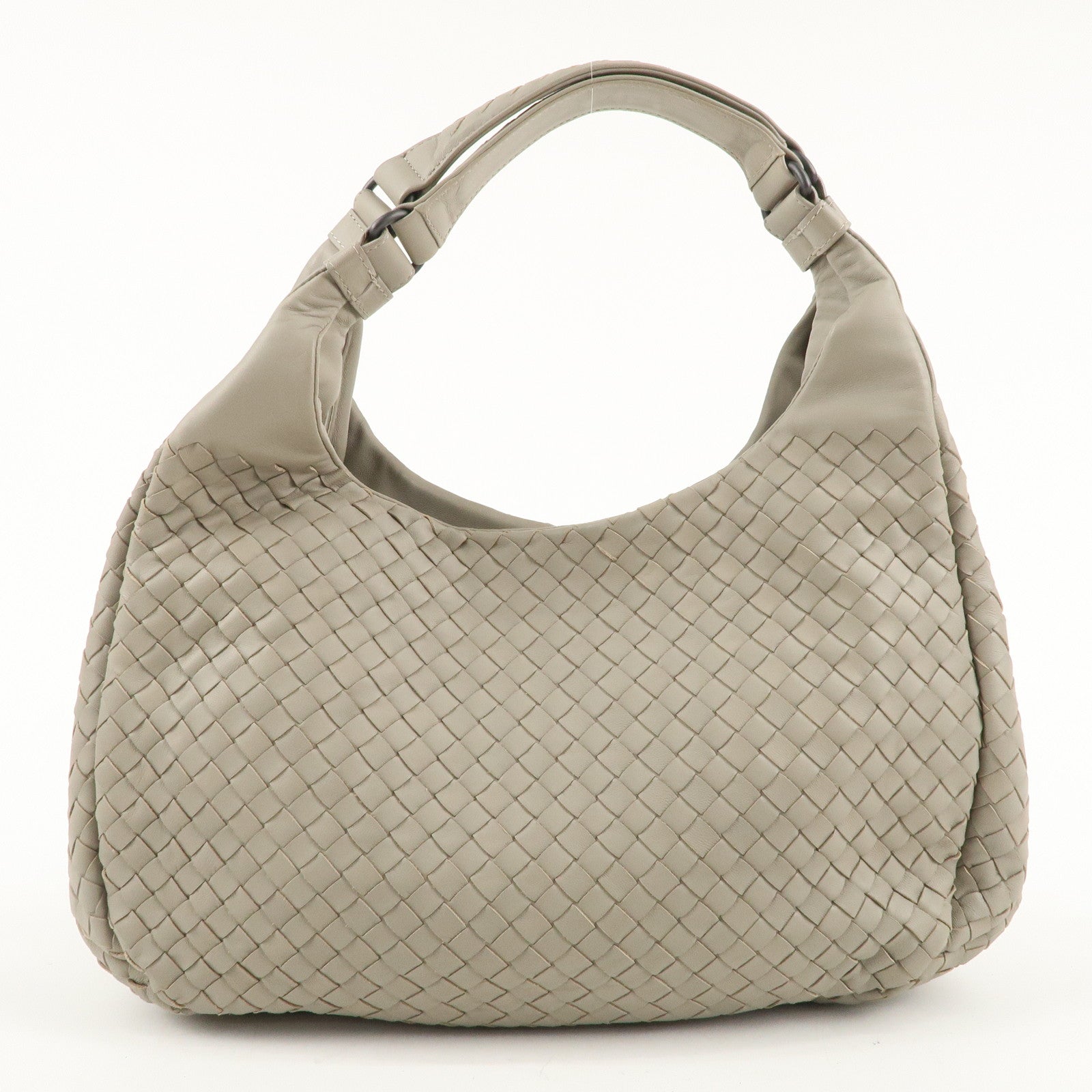 BOTTEGA VENETA Intrecciato Campana Shoulder Bag Gray 125787