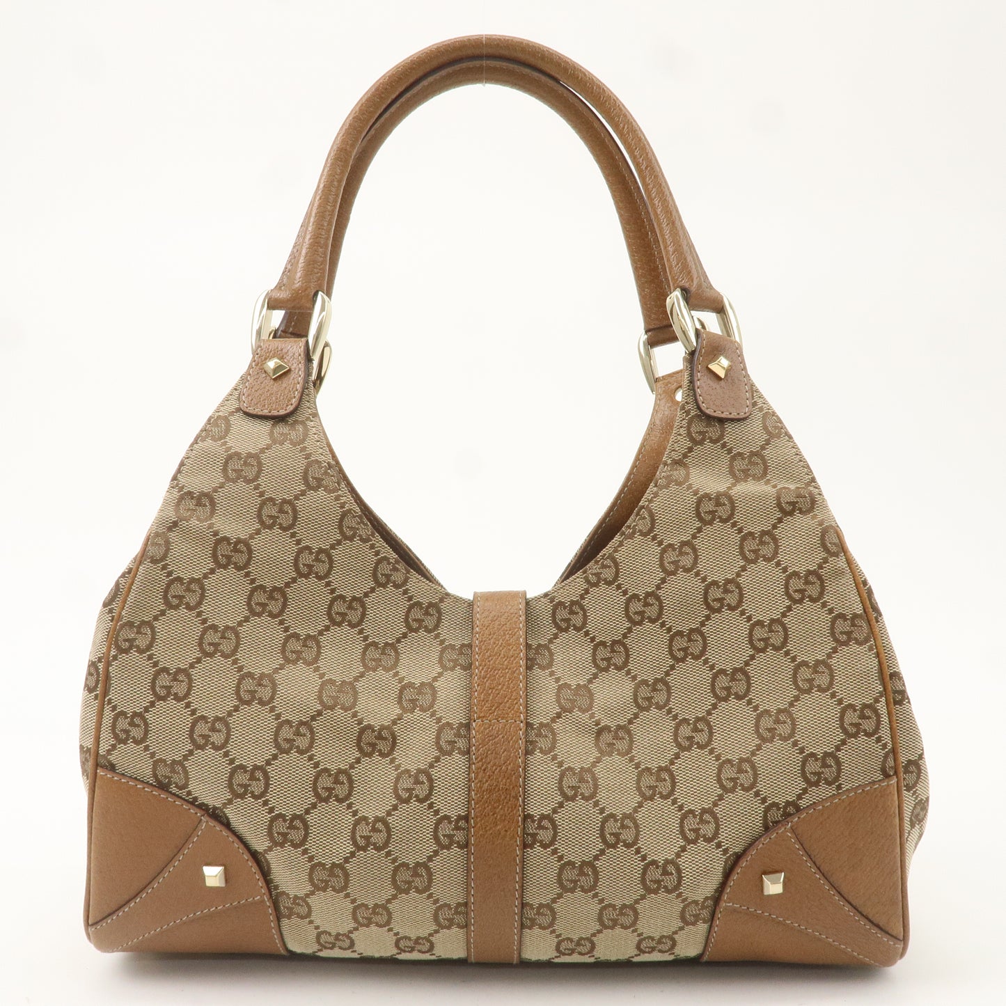 GUCCI New Jackie GG Canvas Leather Shoulder Bag Brown 124407