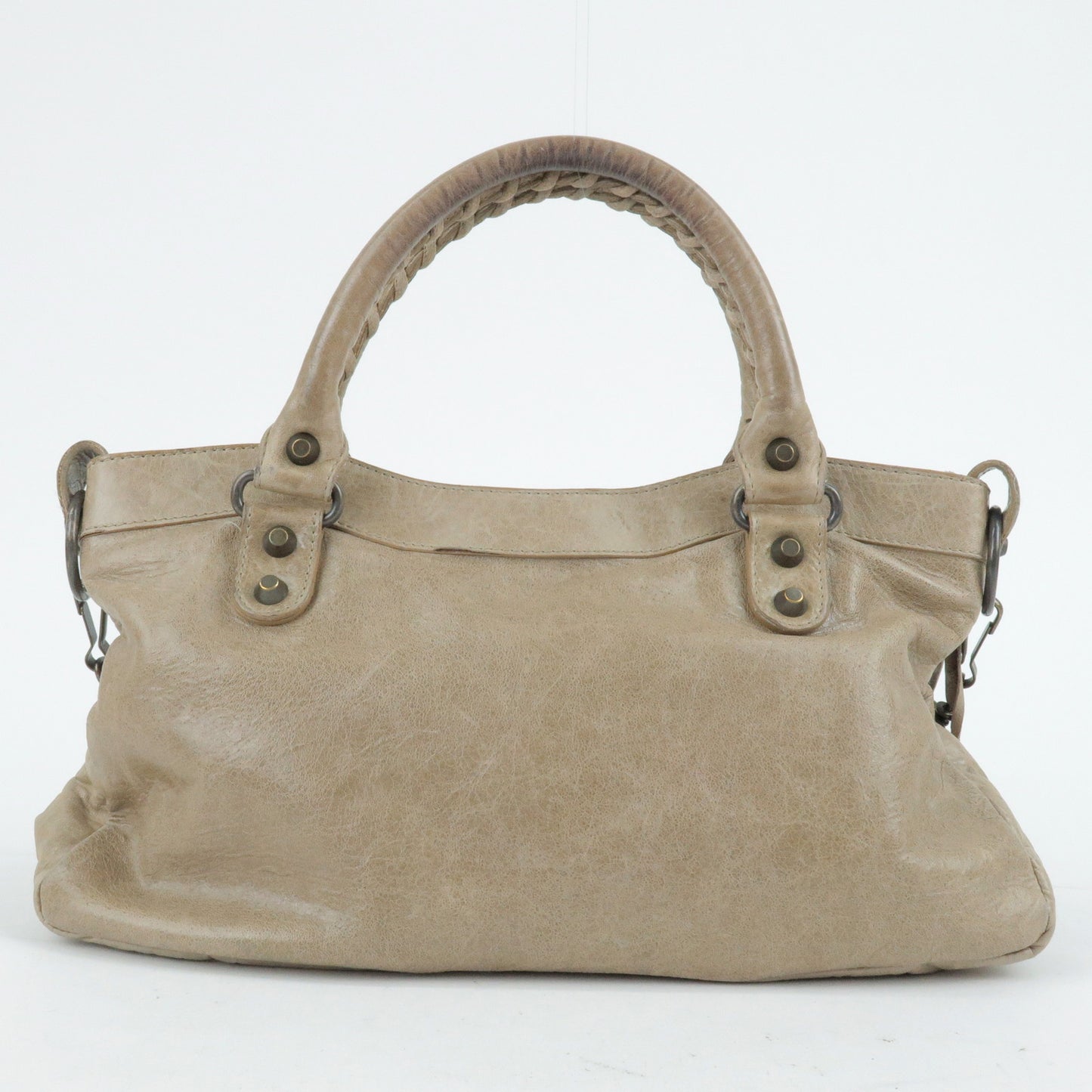 BALENCIAGA The First Leather 2Way Hand Bag Beige 103208