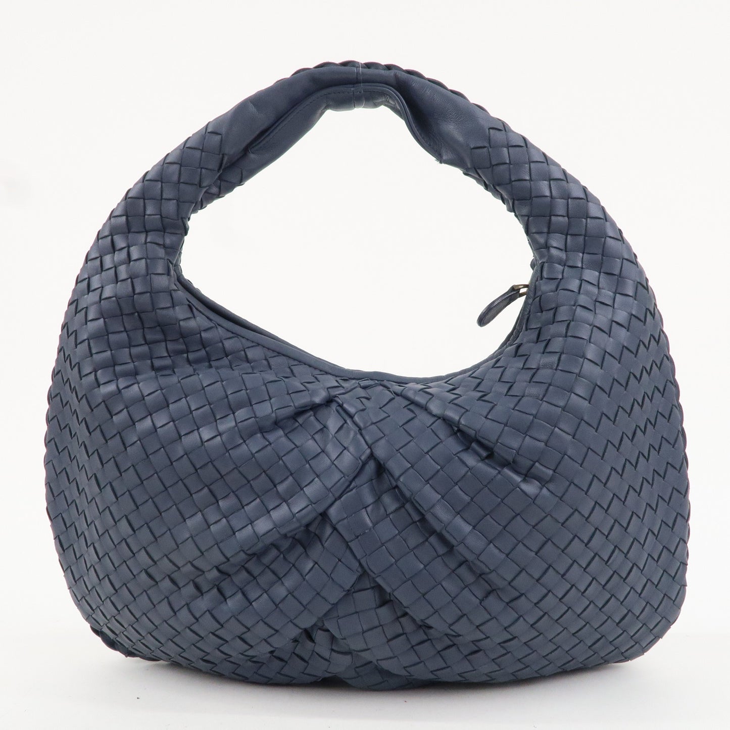 BOTTEGA VENETA Intrecciato Hobo Leather Shoulder Bag Navy 115653