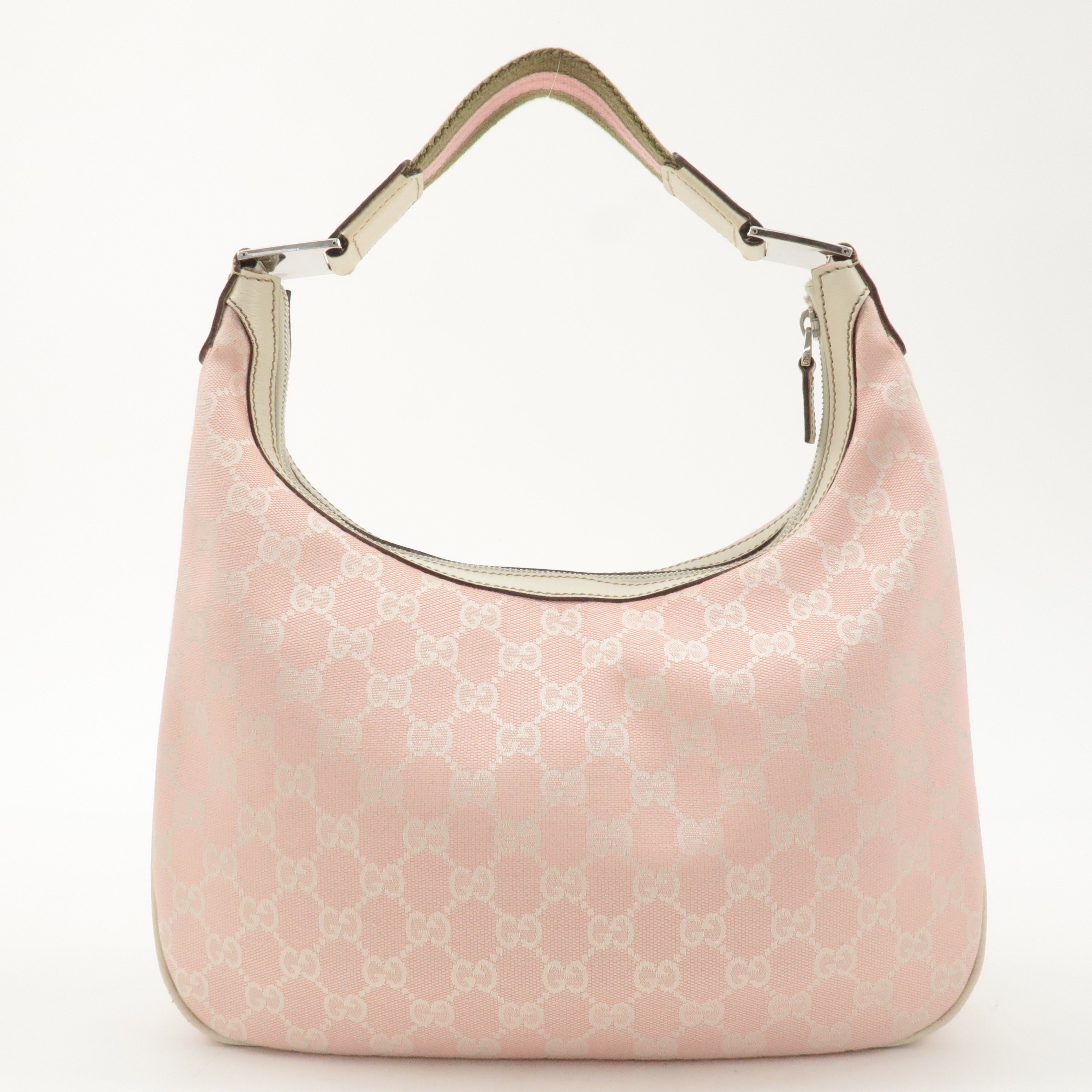 GUCCI Sherry GG Canvas Leather Shoulder Bag Pink Ivory 145757