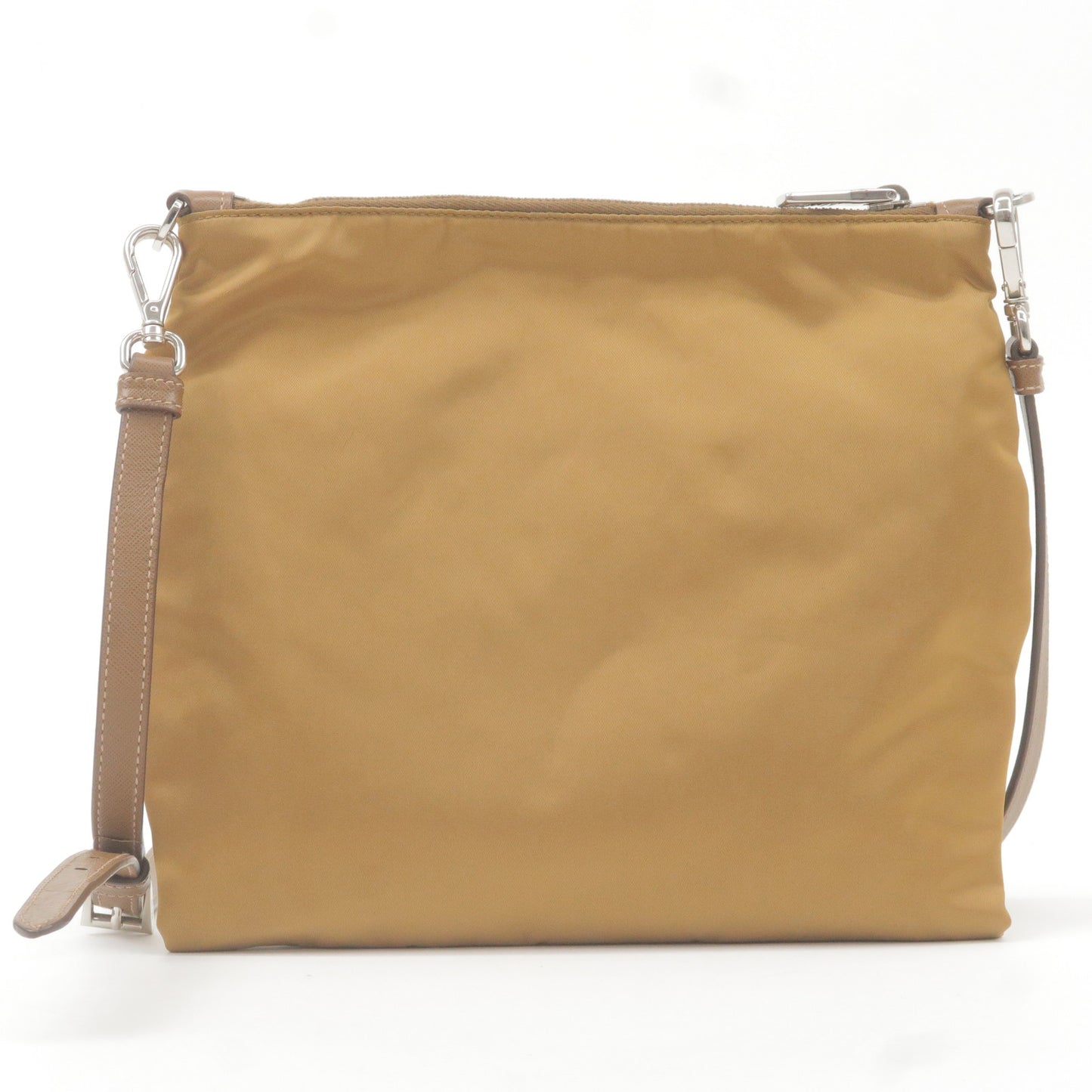 PRADA Logo Nylon Leather Shoulder Bag Crossbody Bag Brown