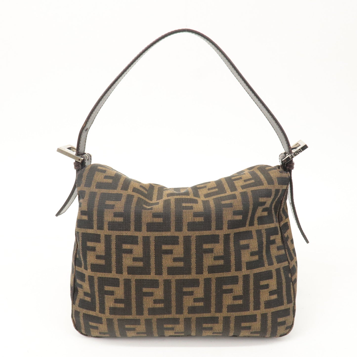 FENDI Zucca Canvas Leather Shoulder Bag Brown Black 26426