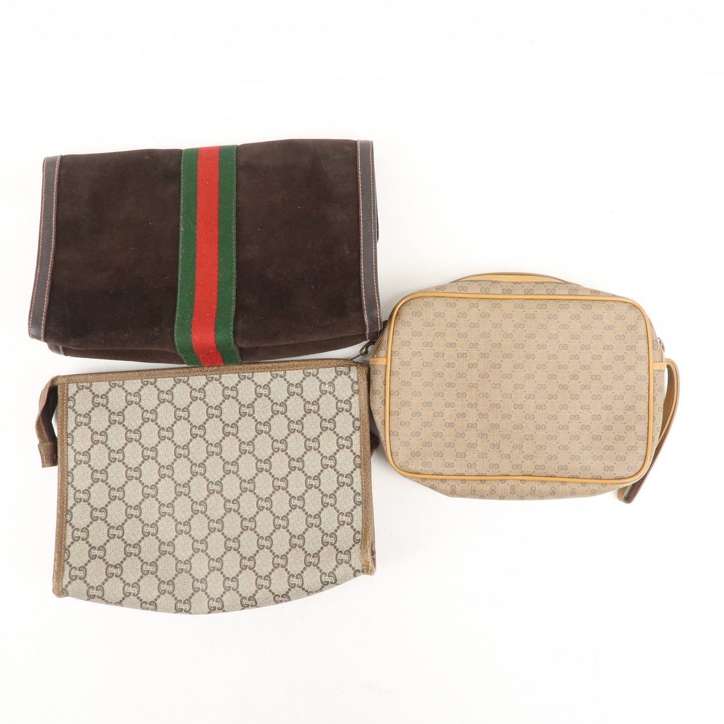 GUCCI Set of 3 Old Gucci Clutch Bag Brown Beige 014.14.0028