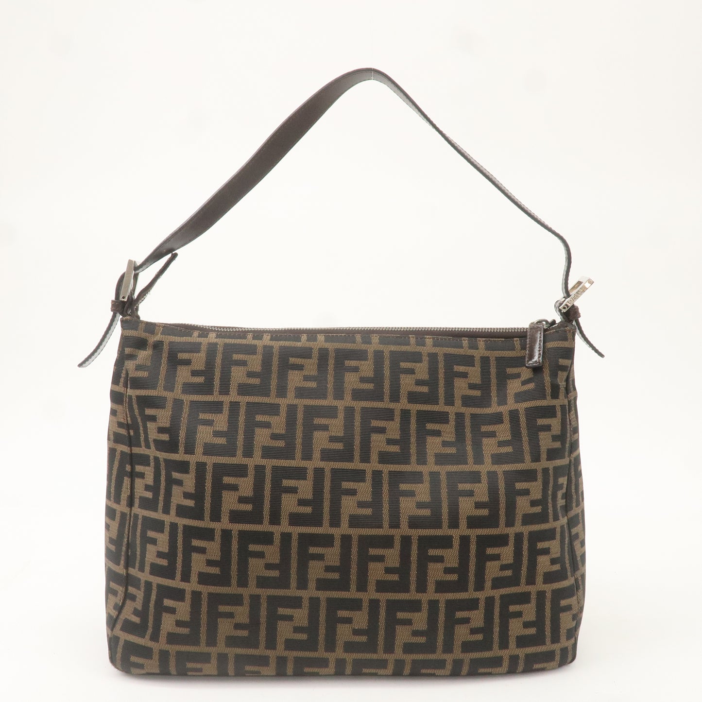 FENDI Zucca Mamma Baguette Canvas Leather Bag Brown Black 26425