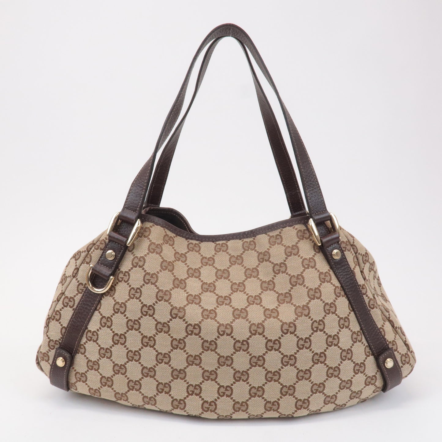 GUCCI Abbey GG Canvas Leather Shoulder Bag Beige Brown 530736