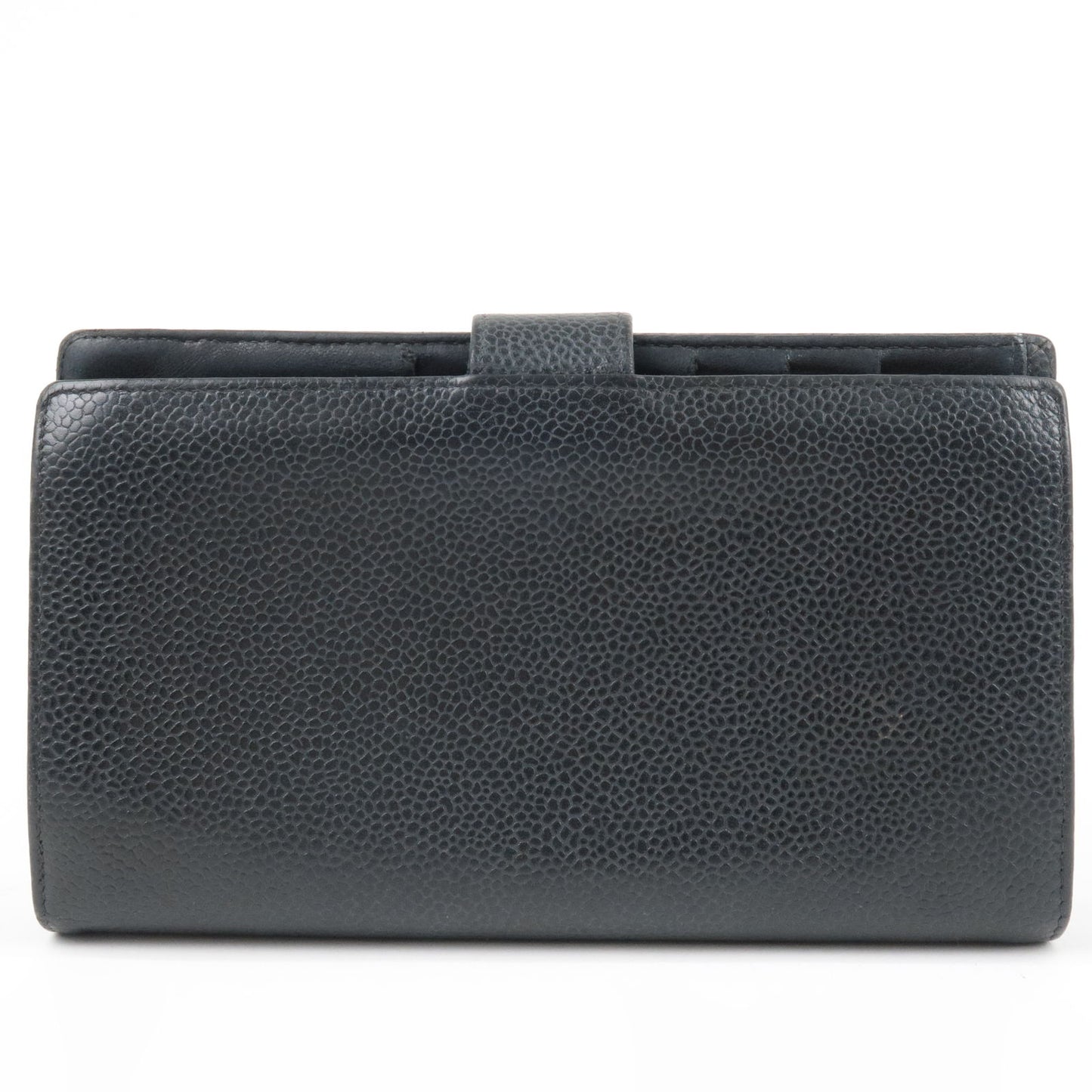 CHANEL Caviar Skin Bi-Fold Long Wallet Black A13498