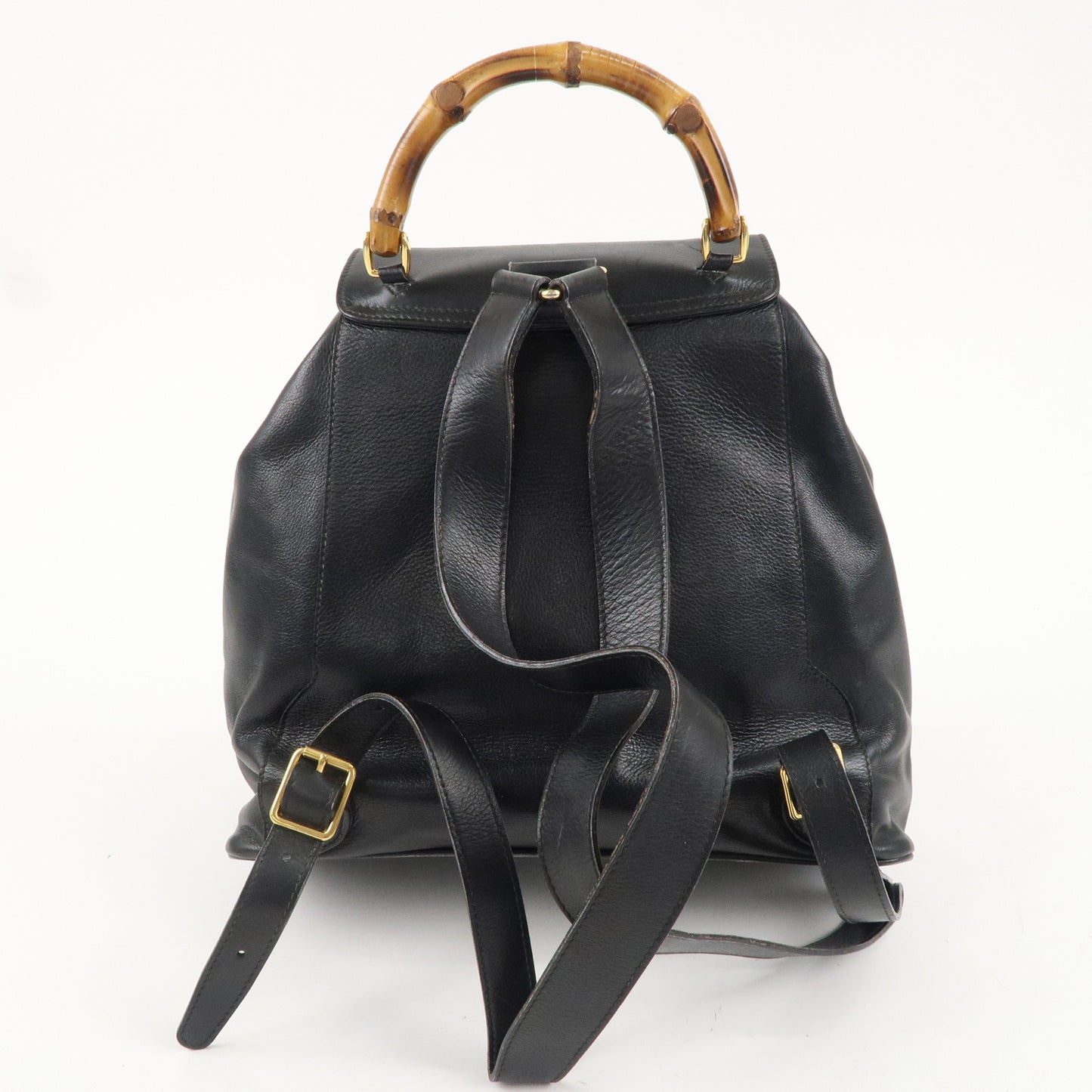 GUCCI Bamboo Leather Back Pack Black Ruck Sack 003.2058.0016