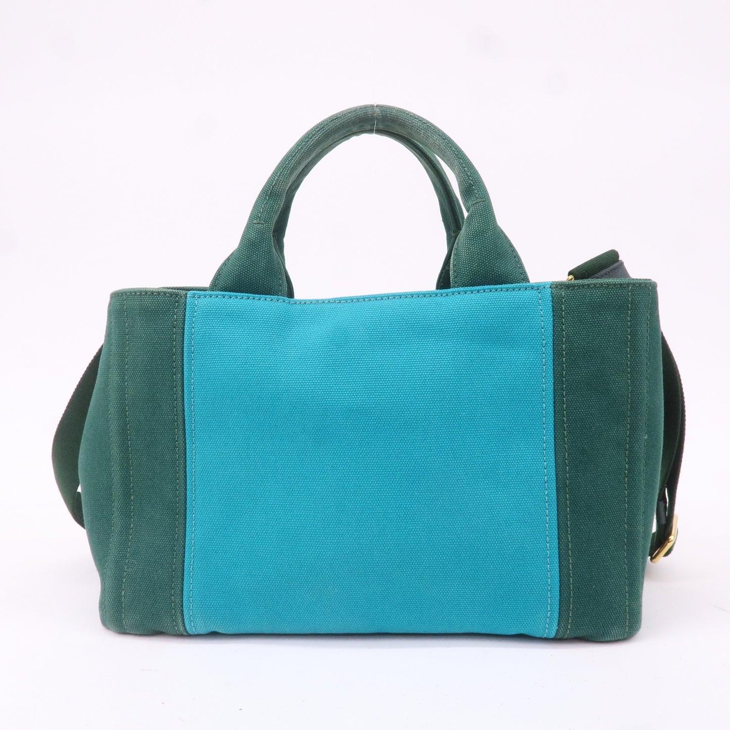 PRADA Canapa Mini Canvas 2Way Bag Hand Bag Turquoise Green BN2439