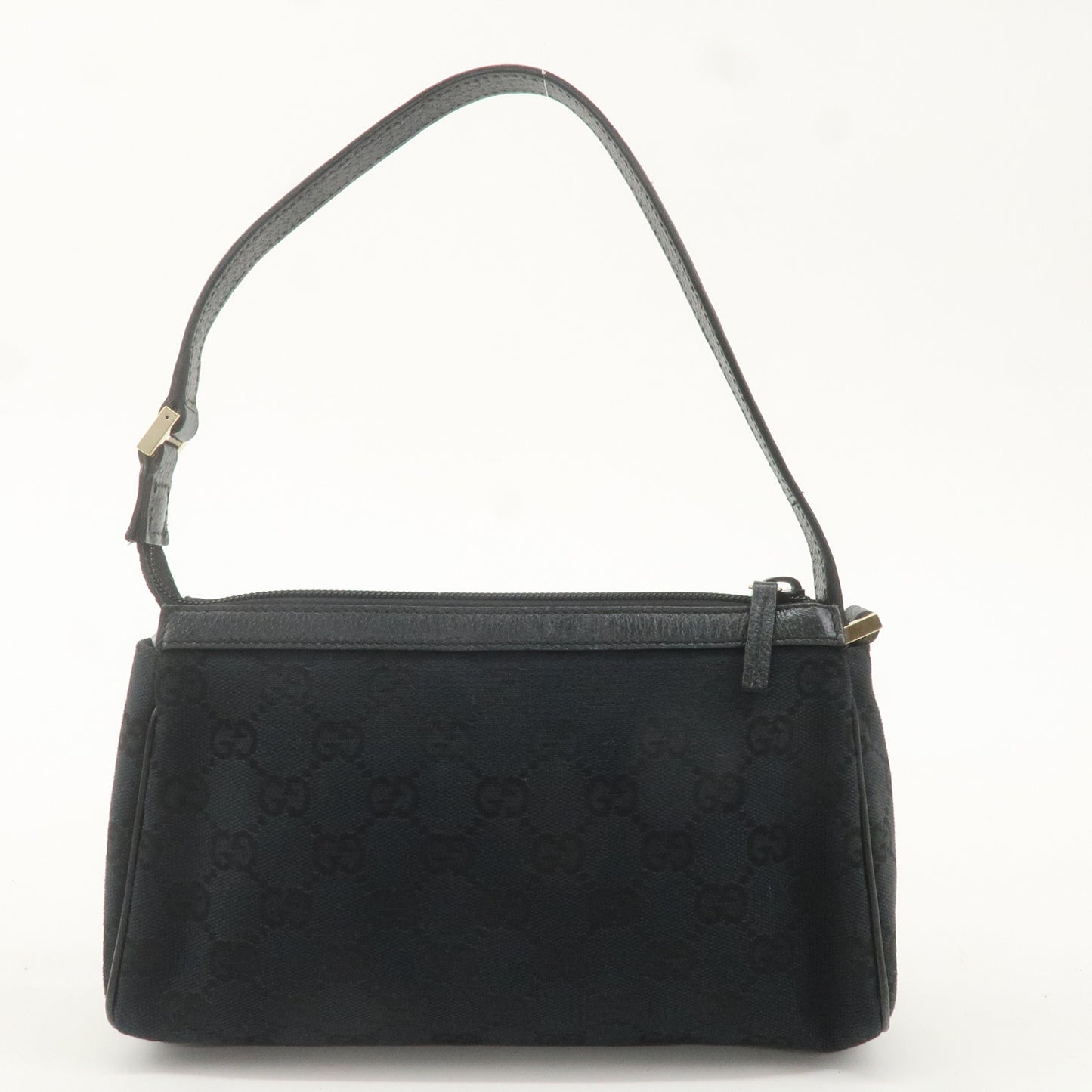 GUCCI Abbey GG Canvas Leather Hand Bag Pouch Black 145750