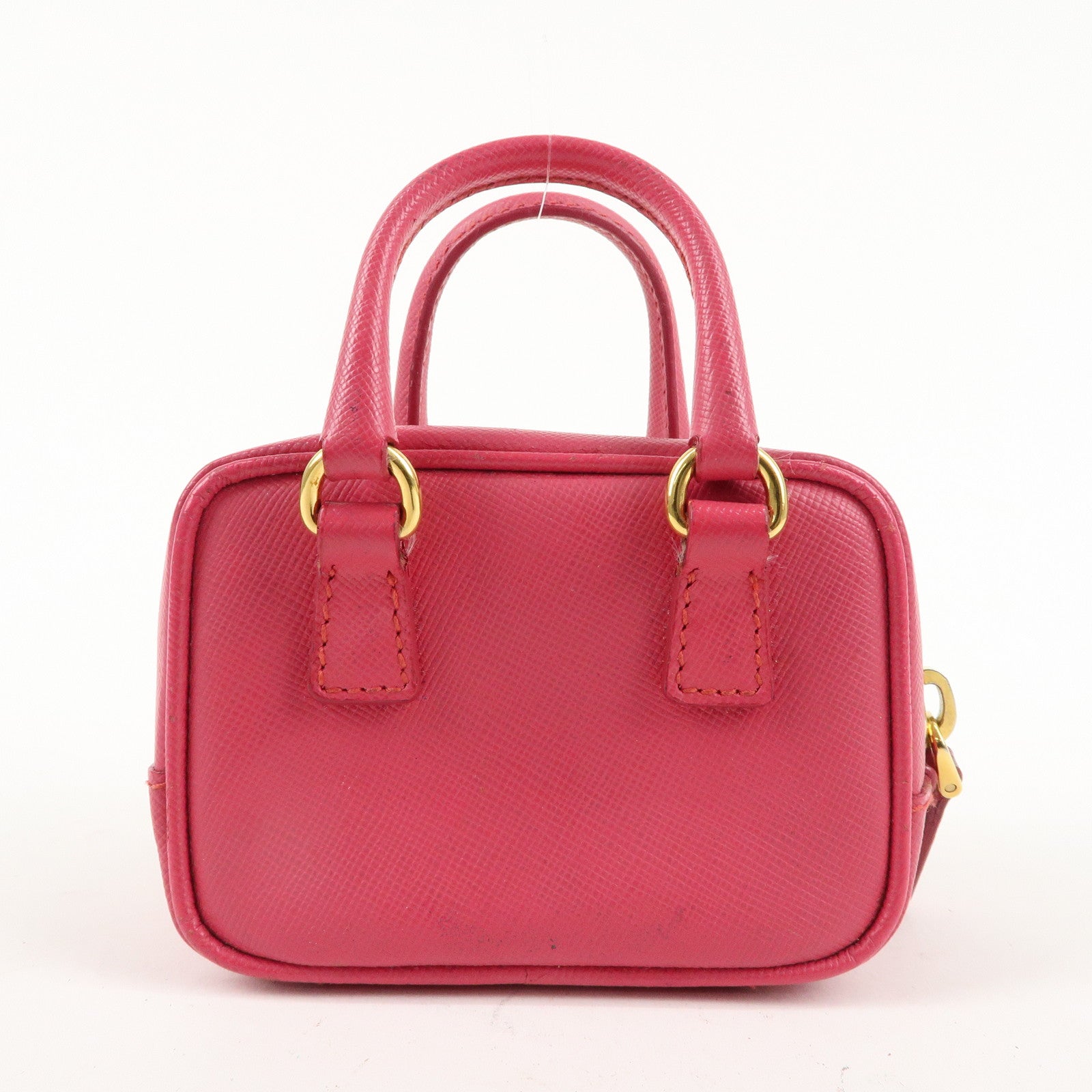 PRADA Logo Safiano Leather Mini Hand Bag Mini Pouch Pink