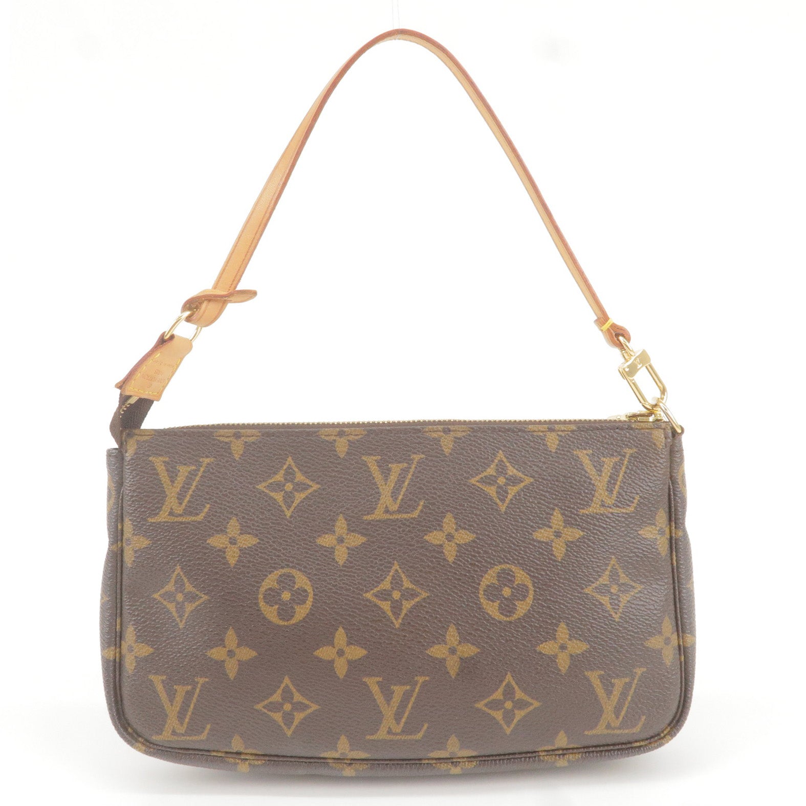 Louis Vuitton Pochette Accessoire Brown Leather Clutch Bag (Pre-Owned)