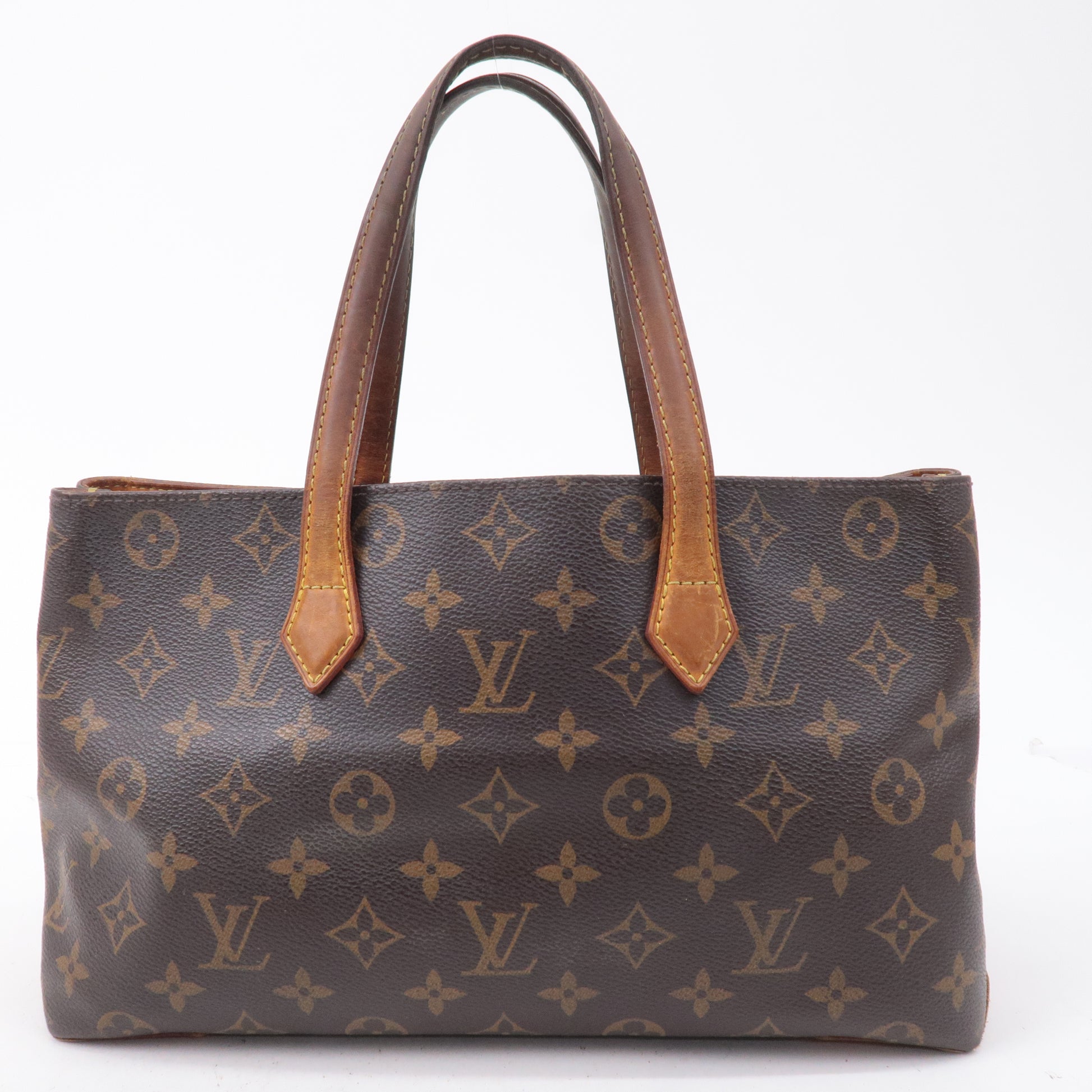 Louis Vuitton Wilshire PM Brown Monogram Leather Tote Bag Gold Hardware  Ladies