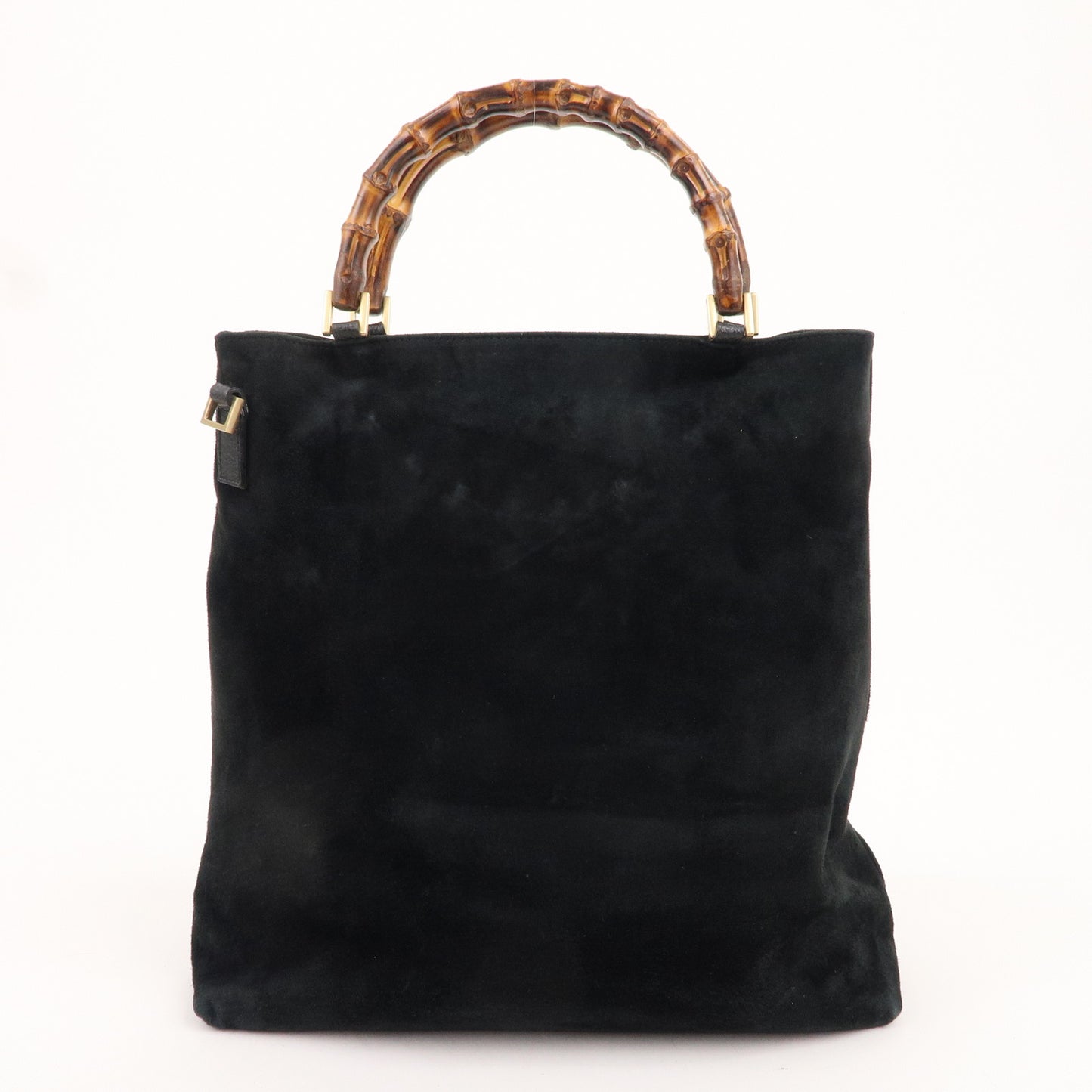 GUCCI Bamboo Suede Leather Hand Bag Black 002.2122.0506