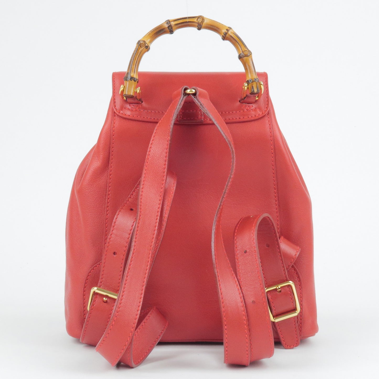 GUCCI Bamboo Leather Back Pack Ruck Sack Red 003.3444.0030