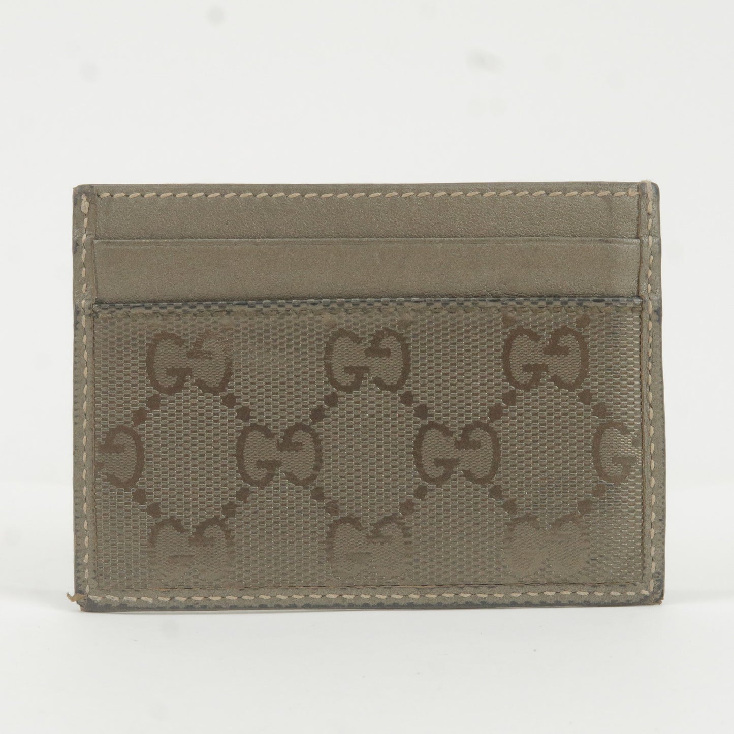 Gucci GG Imprime Leather Card Case Khaki 224125
