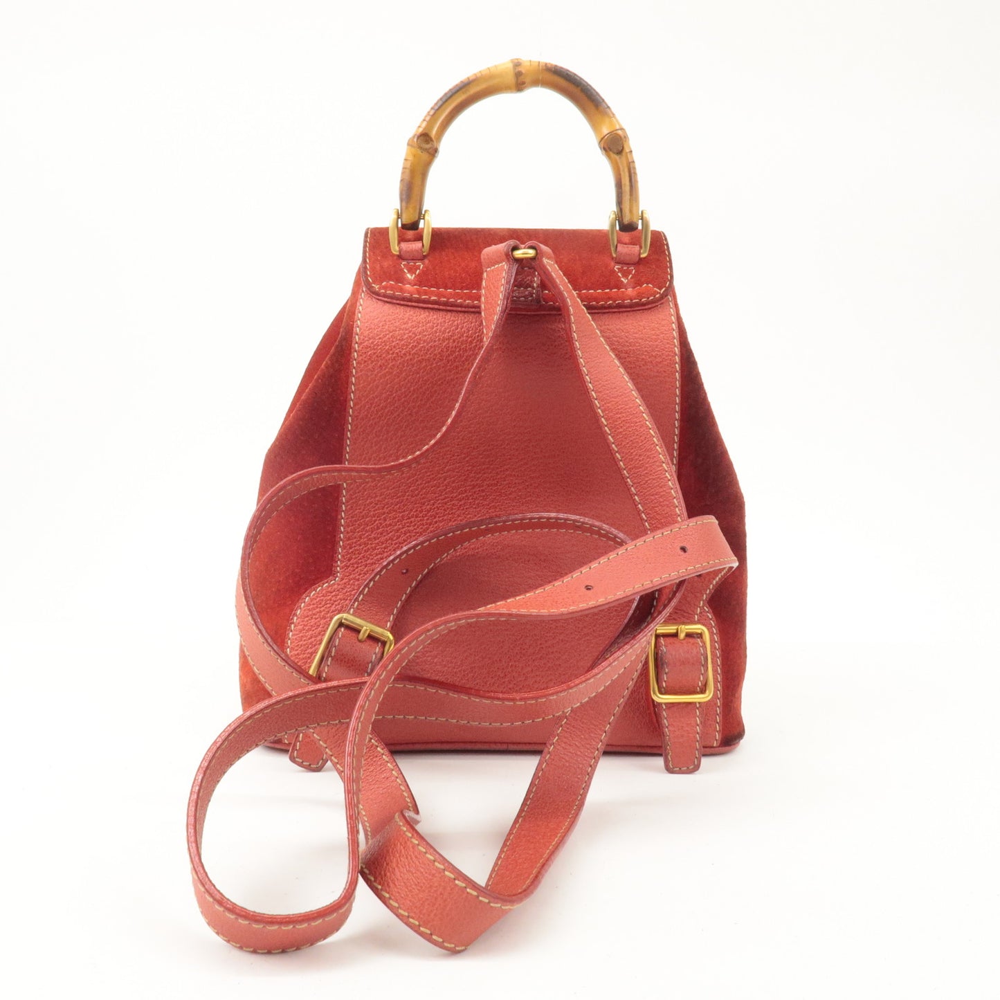 GUCCI Bamboo Suede Leather Back Pack Red 003.1998.0030