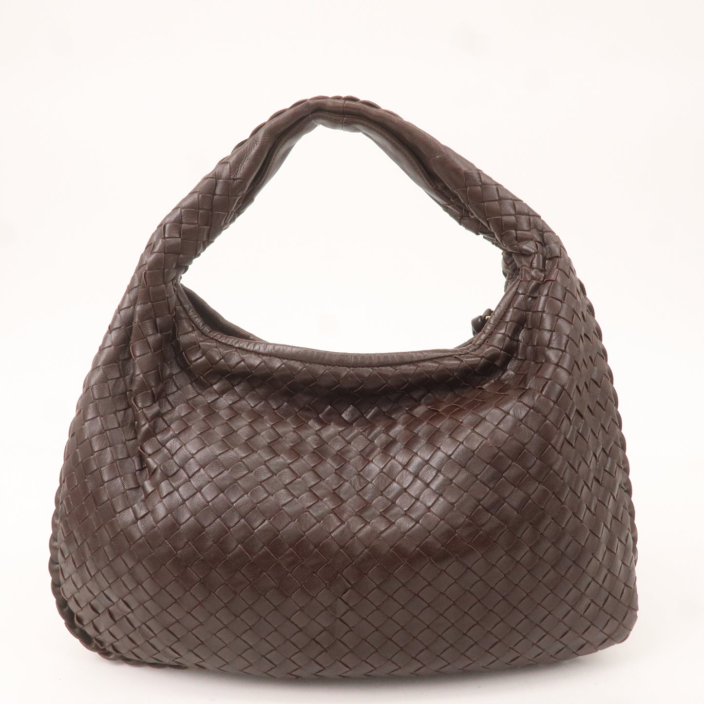 BOTTEGA VENETA Intrecciato Leather Hobo Shoulder Bag Brown 115653