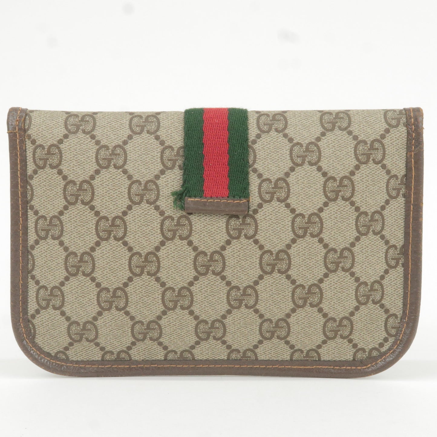 GUCCI Sherry GG Plus Leather Clutch Bag Pouch Beige 89.01.021