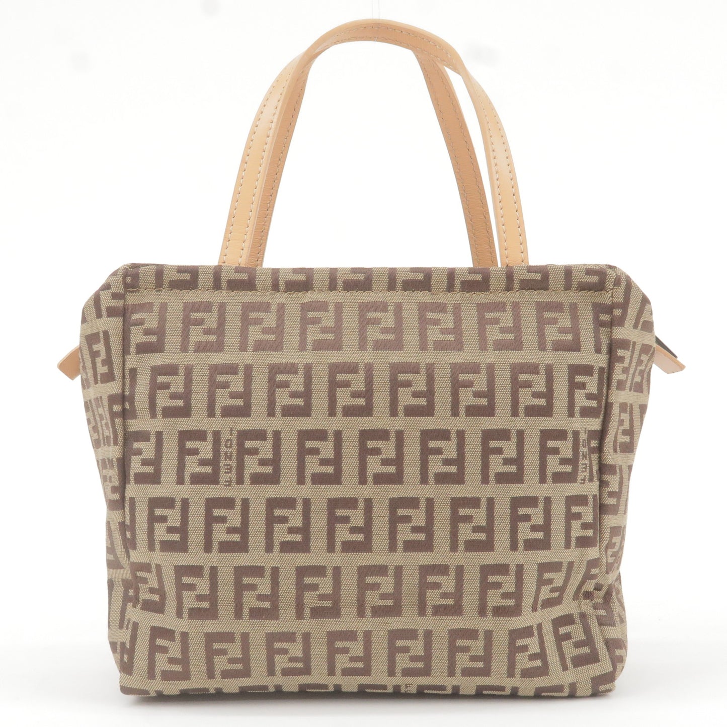 Fendi Zucchino Brown/Beige Roll Shoulder Tote Bag Canvas Leather Neverfull