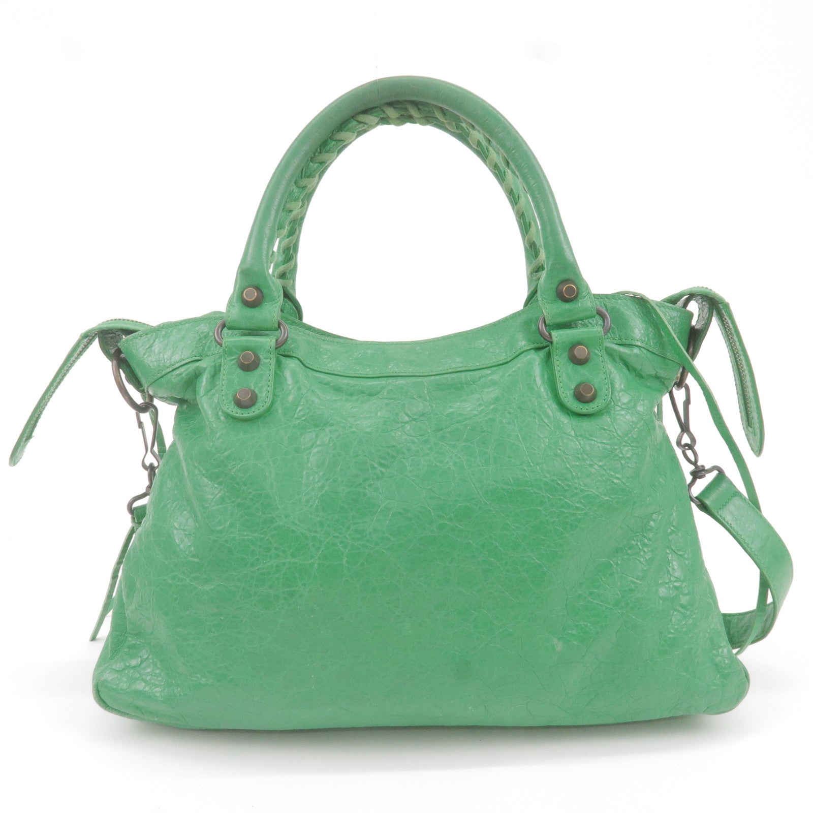 ショルダーバッグ・ポシェット BALENCIAGA Shoulder Bags Women Leather Green/Acid Green NWT $2190 Balenciaga Lindsay Leather Flap Chain Shoulder Bag