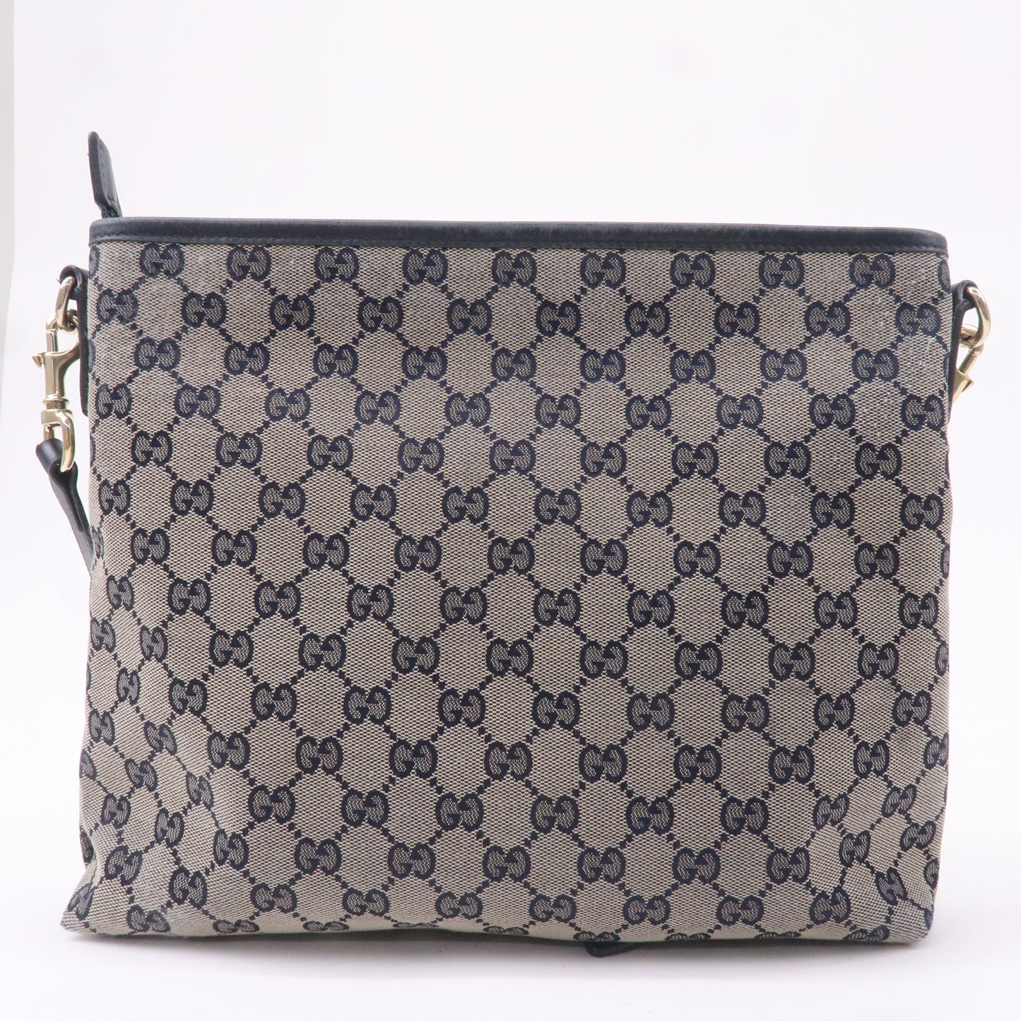 GUCCI Sherry GG Canvas Leather Shoulder Bag Navy Beige 388926