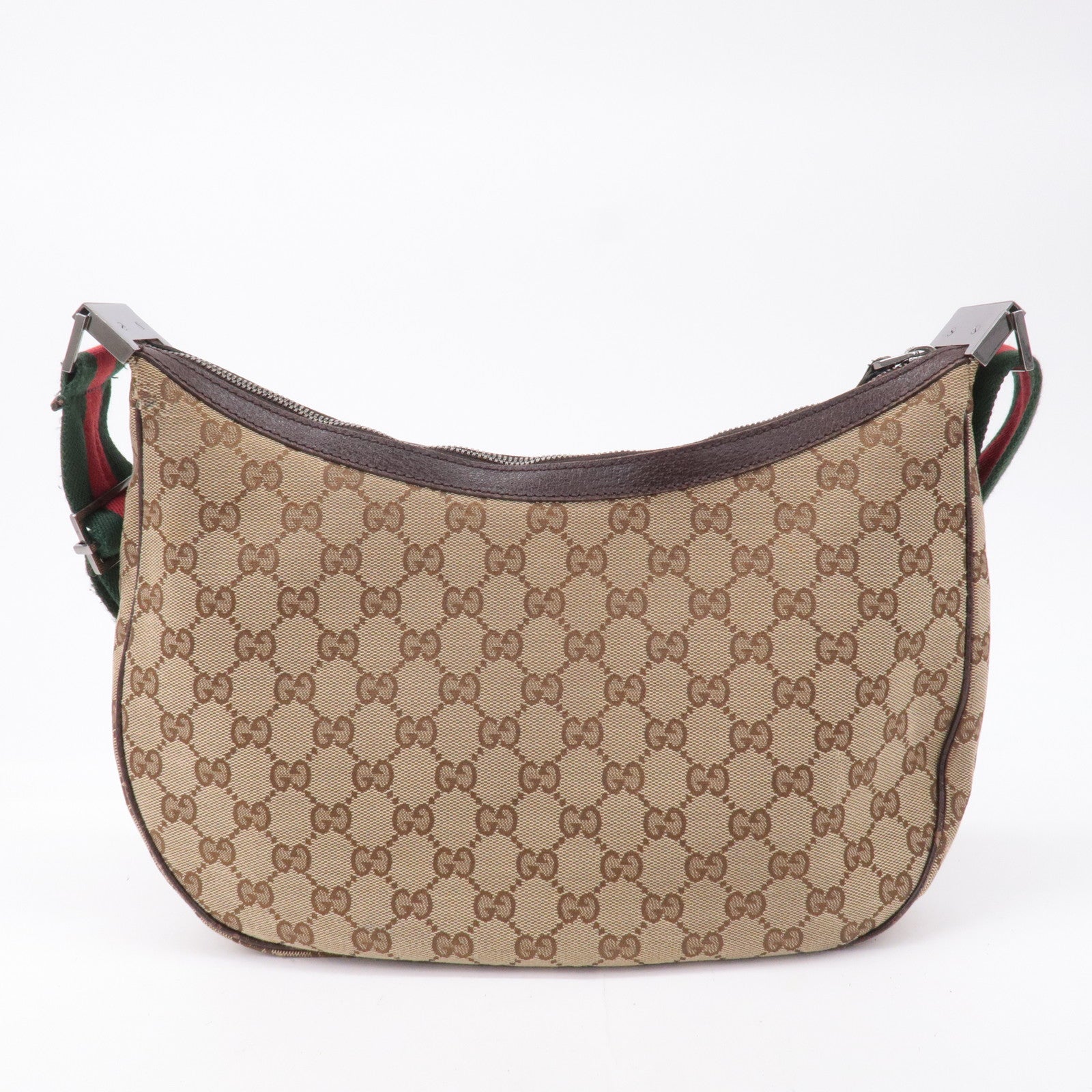 GUCCI-Sherry-GG-Canvas-Leather-Shoulder-Bag-Beige-Brown-27639