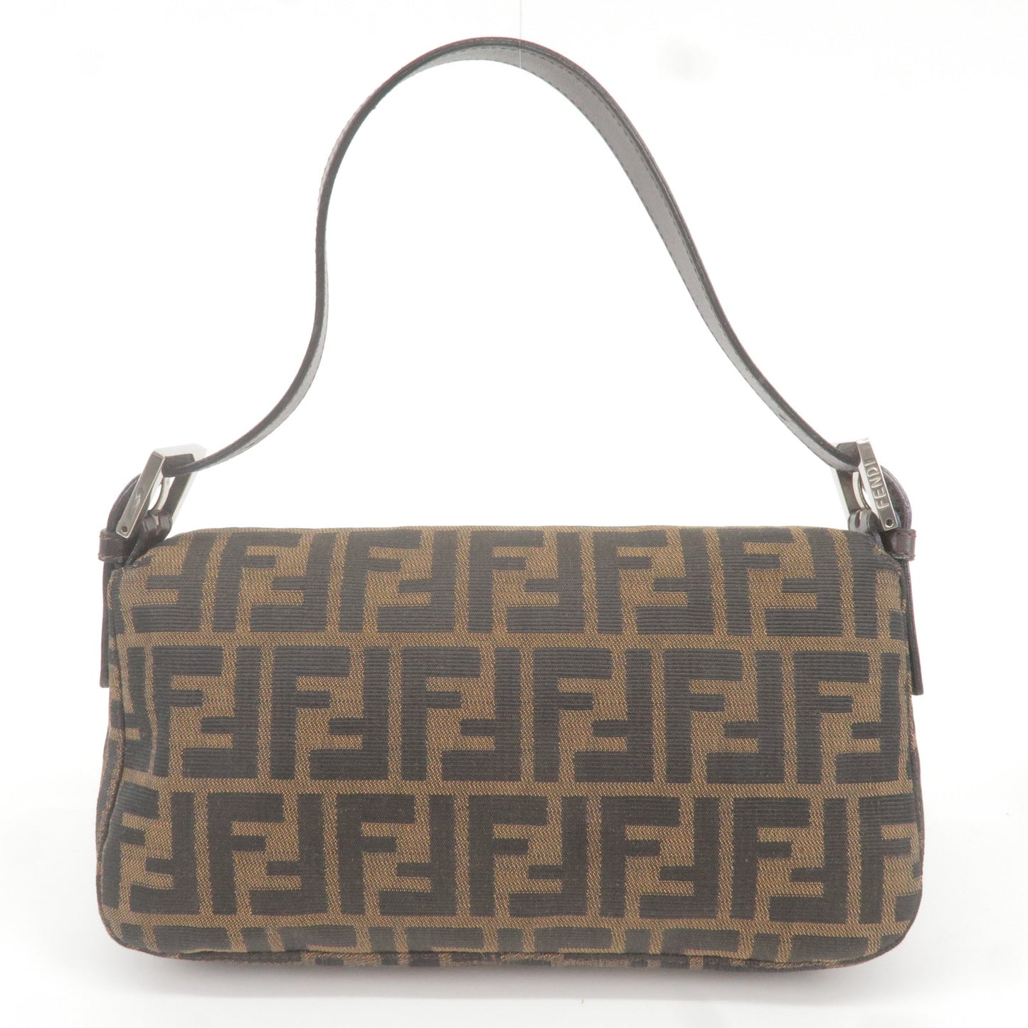 FENDI Zucca Mamma Baguette Canvas Leather Shoulder Bag Brown 26424