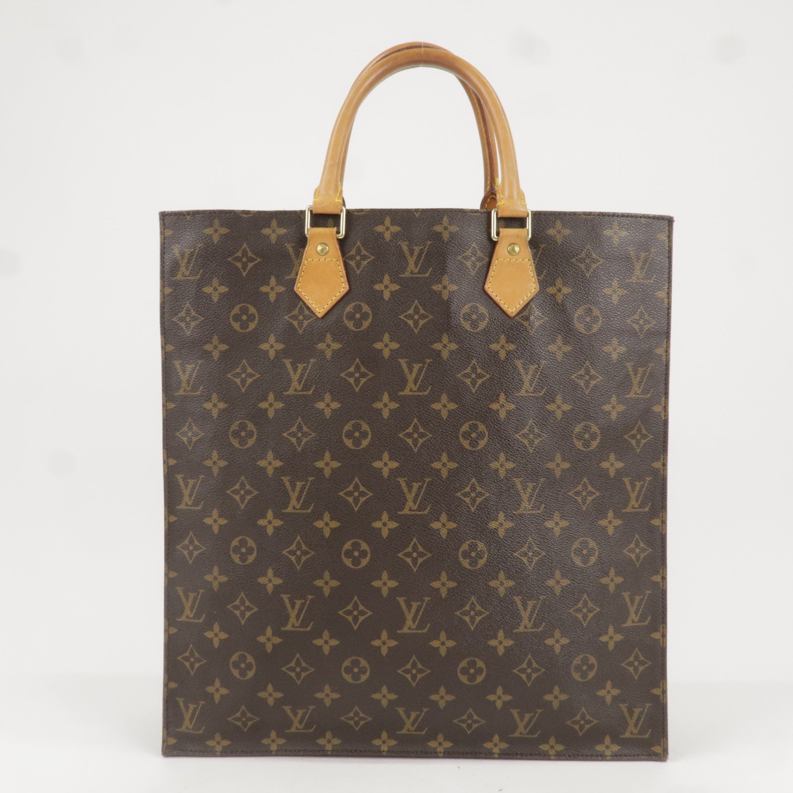 Louis Vuitton Sac Plat Top Handle Bag Brown Canvas Patch for sale