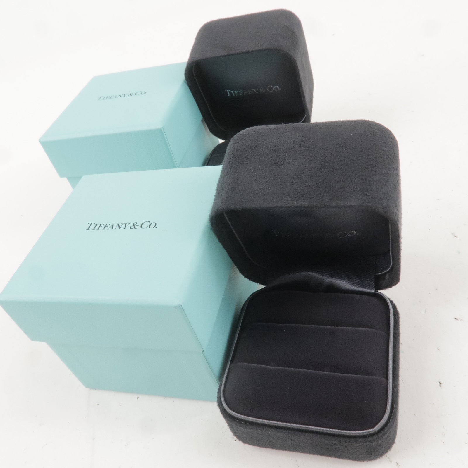 Tiffany&Co. Set of 4 Pair Ring Box Jewelry Box Tiffany Blue