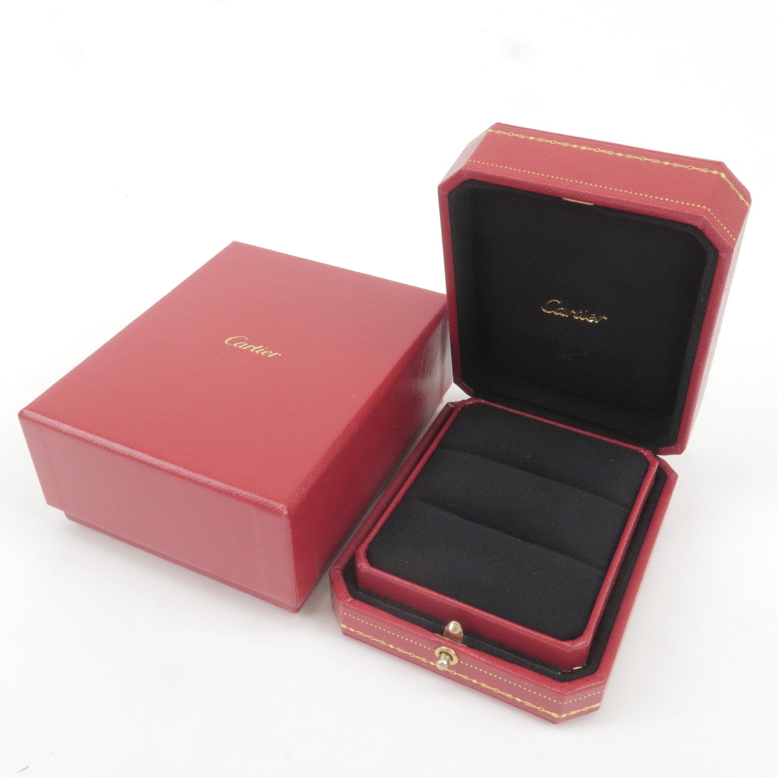 Cartier Set of 2 Ring Box Jewelry Box For Ring Red Botswana BWP P