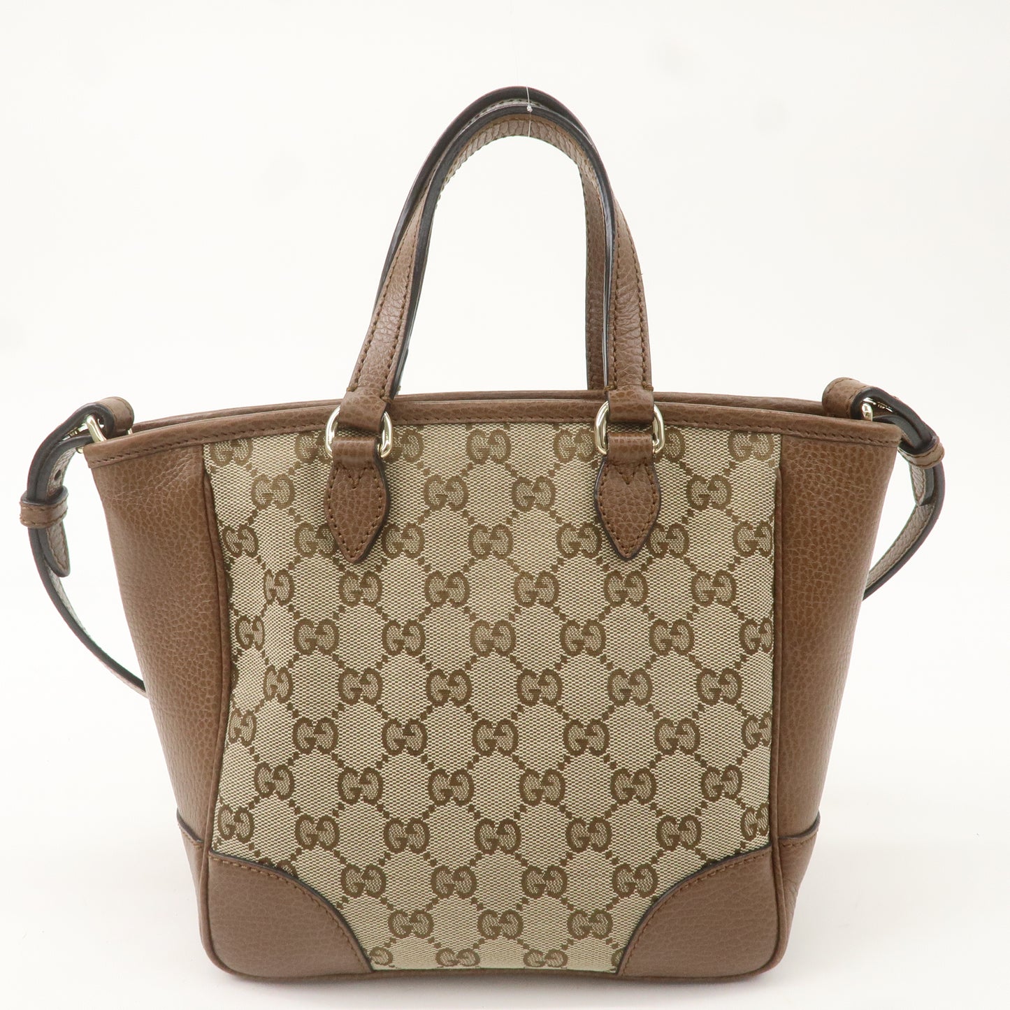 GUCCI GG Canvas Leather 2WAY Bag Hand Bag Beige Brown 449241