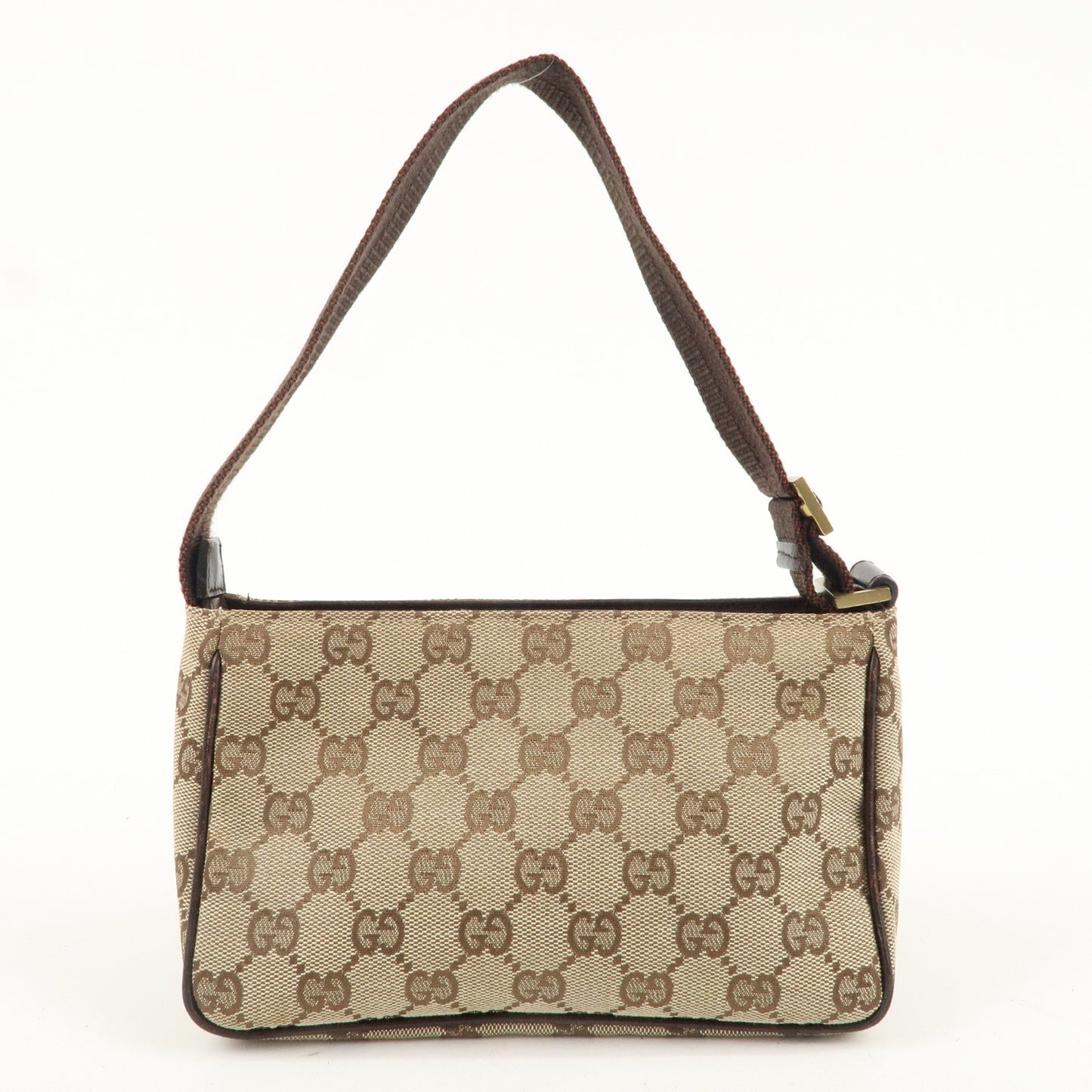 GUCCI GG Canvas Leather Hand Bag Beige Brown 106644