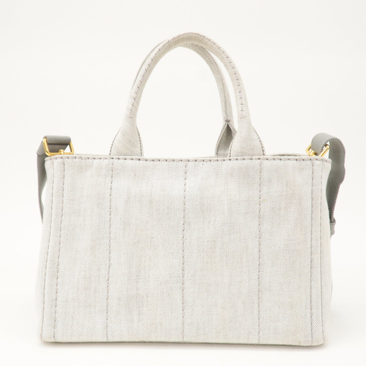 PRADA Canapa Mini Canvas 2Way Bag Hand Bag Light Gray 1BG439