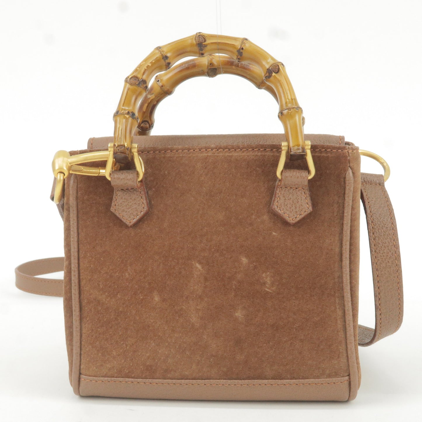 GUCCI Bammboo Suede Leather 2Way Mini Bag Brown 007.2214.0283