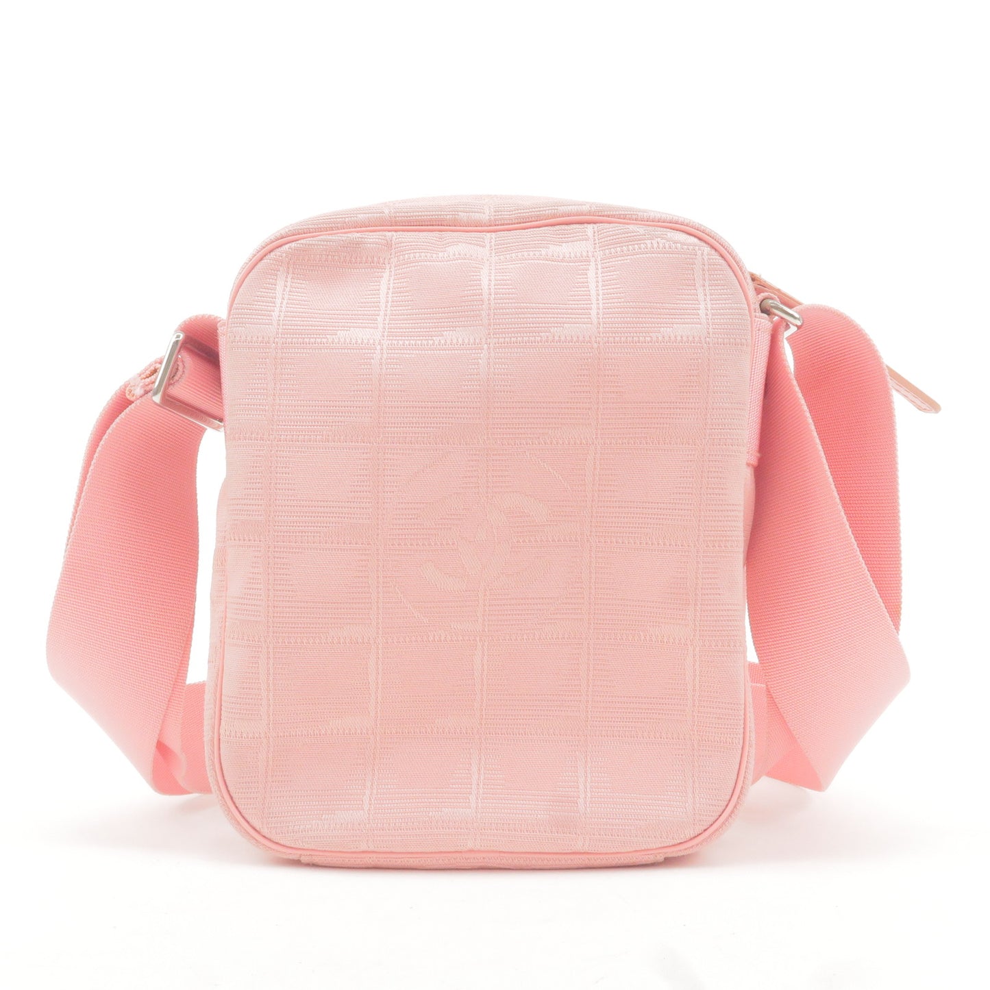 CHANEL Travel Line Nylon Jacquard Leather Shoulder bag Pink A30913