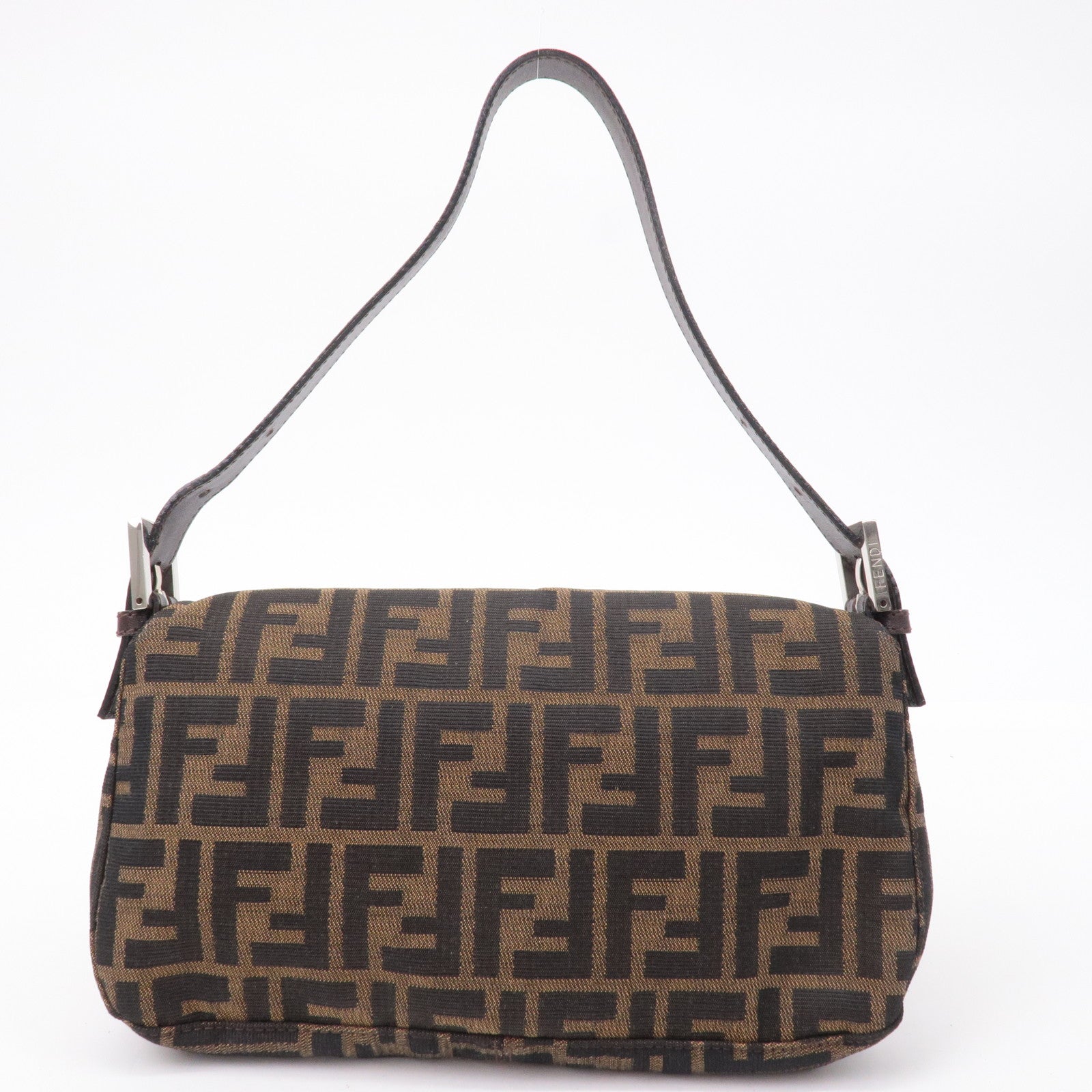 FENDI Baguette FF Beige Metallic Jacquard Canvas Shoulder Bag 