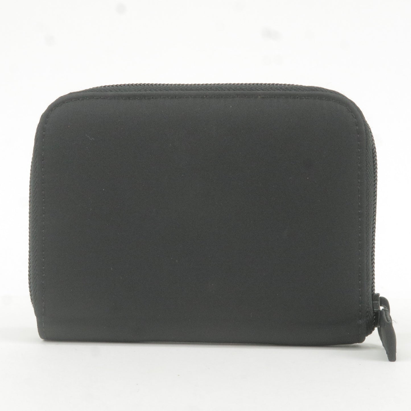 PRADA Logo Nylon Round Zipper Wallet NERO Black M606