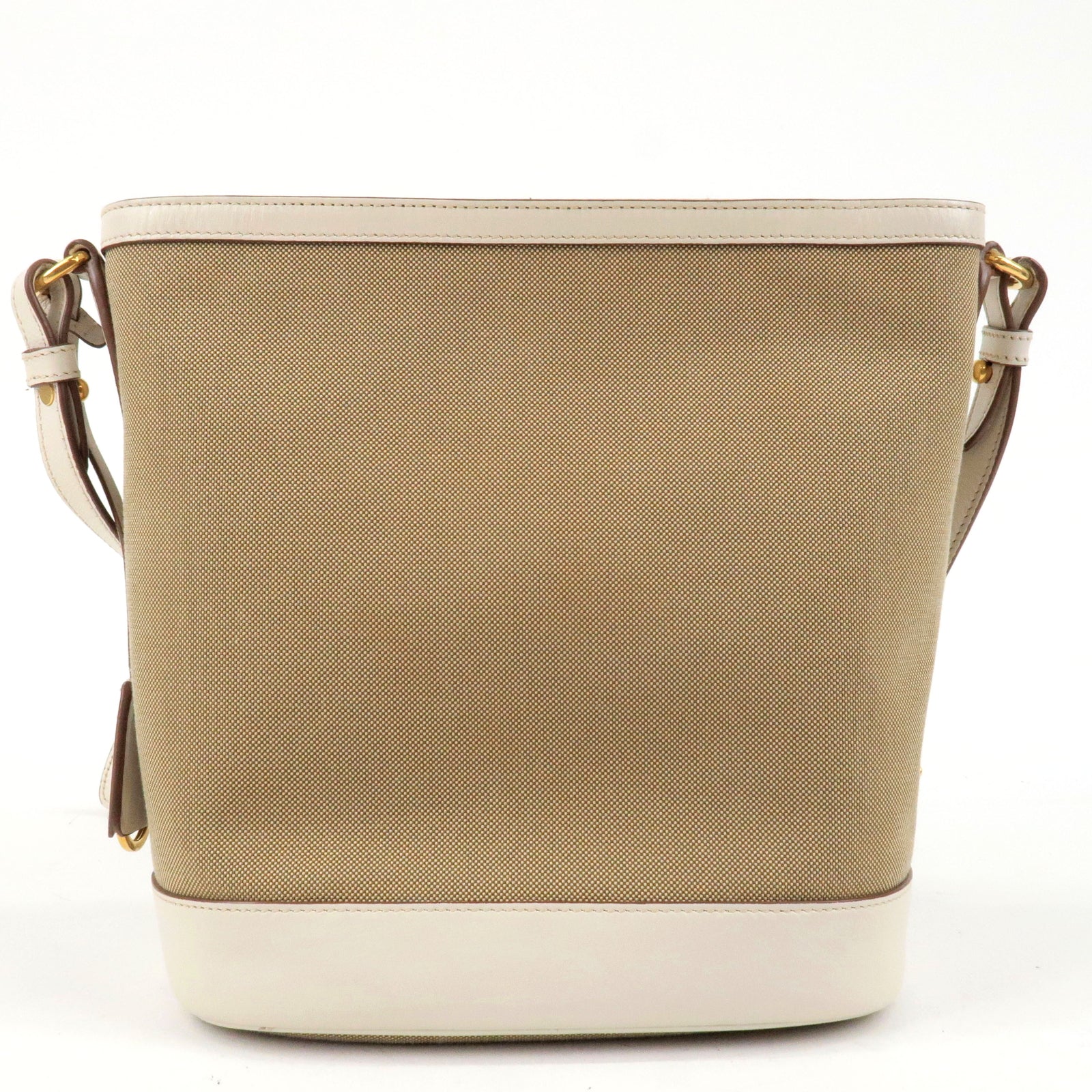 PRADA Front Pocket Leather Tote Shoulder Bag Ivory