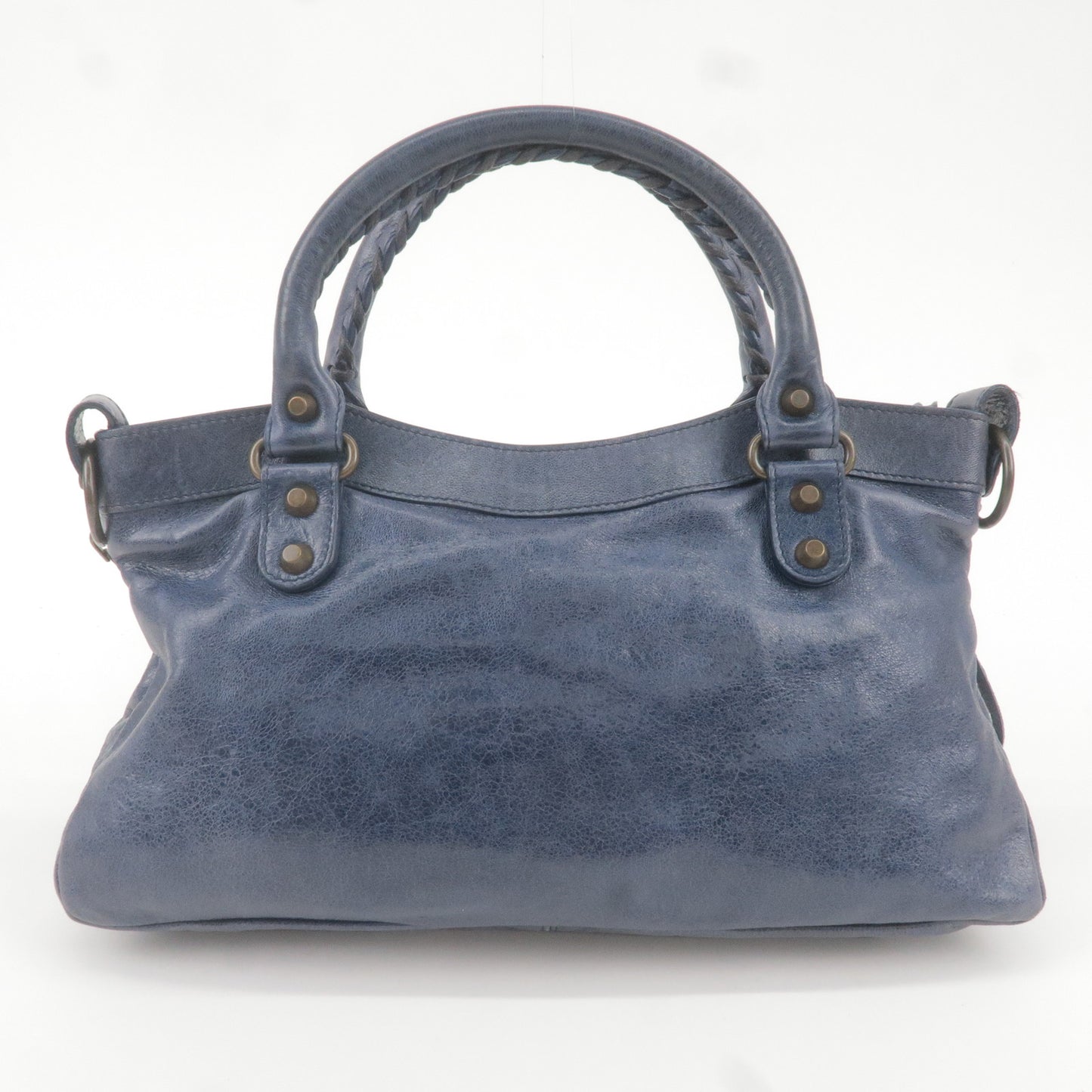 BALENCIAGA The First Leather 2Way Bag Hand Bag Navy Blue 103208