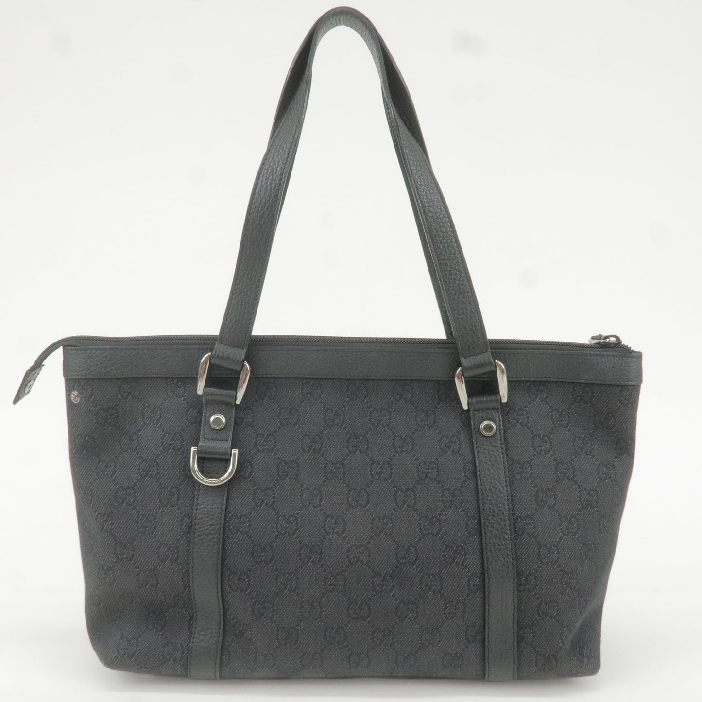 GUCCI Abbey GG Canvas Leather Tote Bag Hand Bag Black 268640