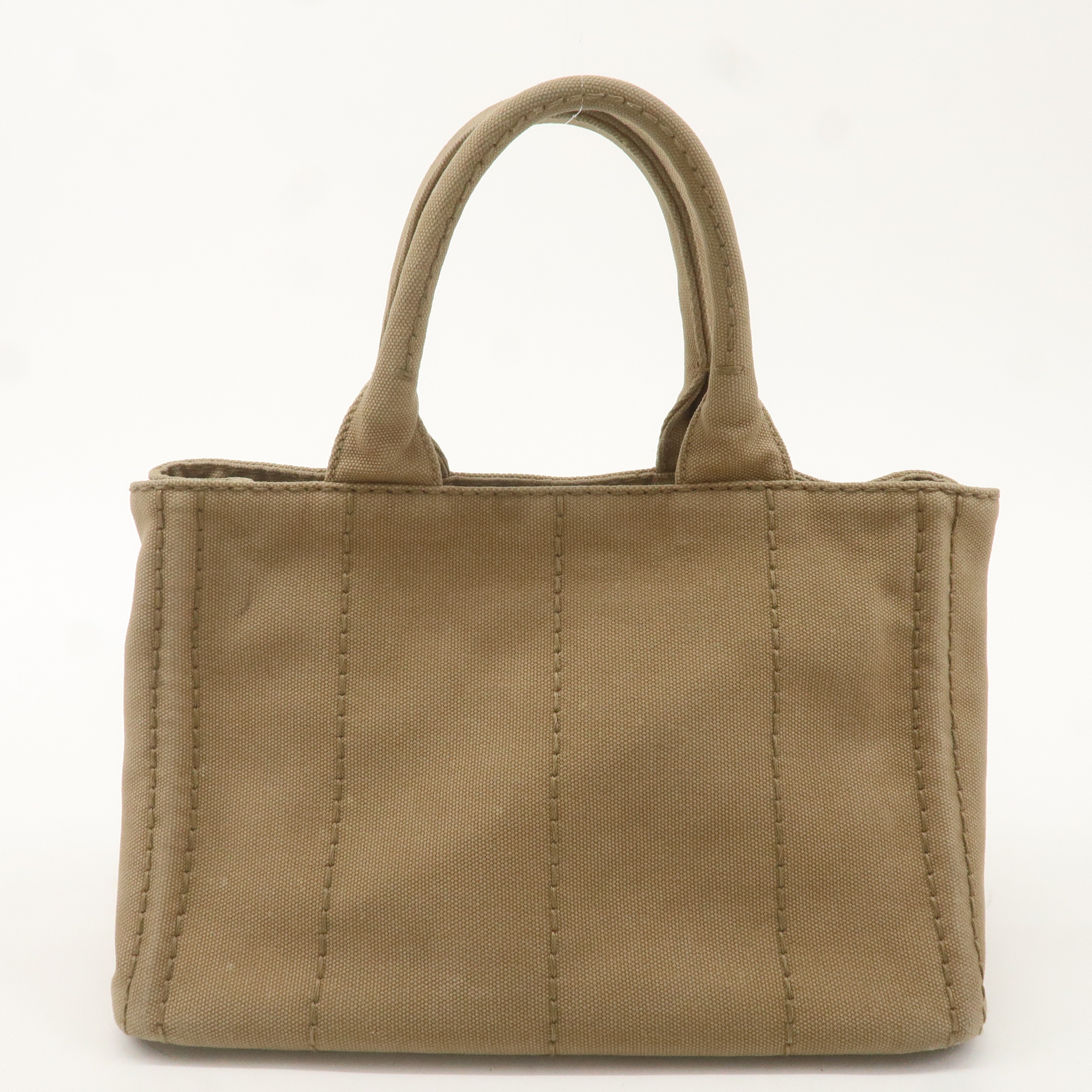 PRADA Logo Canapa Mini Canvas Tote Bag Hand Bag Beige B2439G