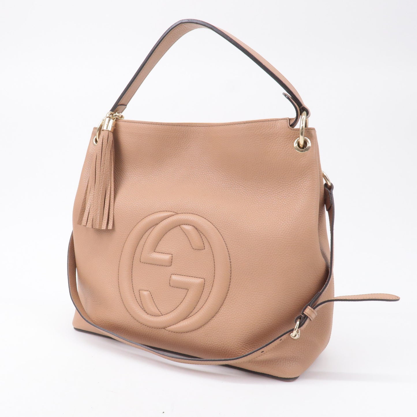 GUCCI SOHO Leather Shoulder Bag Hand Bag Pink Beige 536194