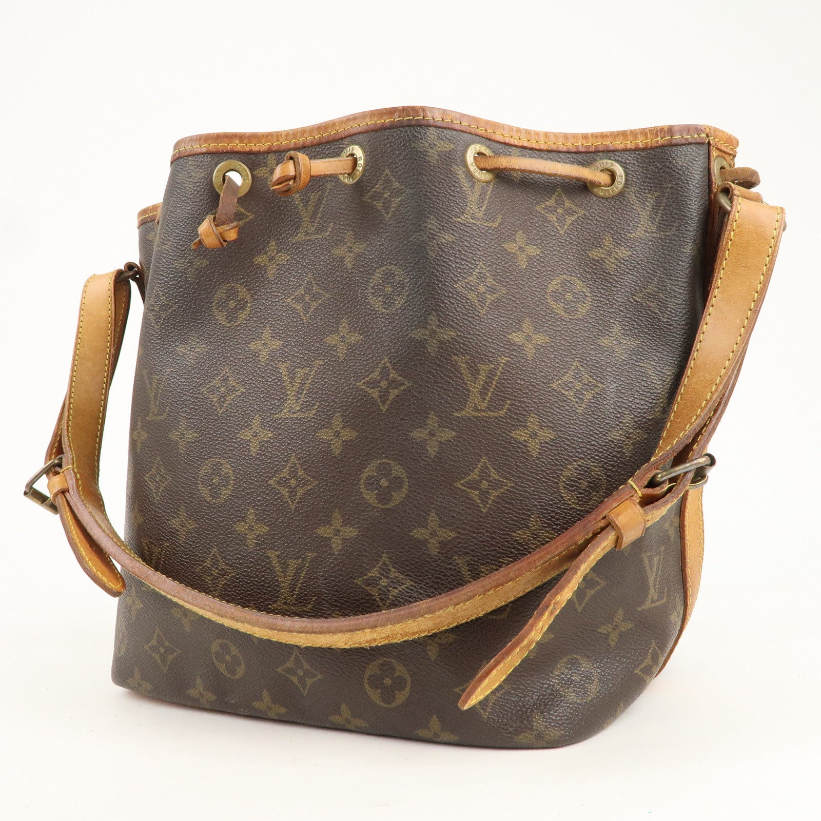 Louis Vuitton Womens Pouch 23 Monogram Bucket Mini Bag Brown Gold Chain Zip