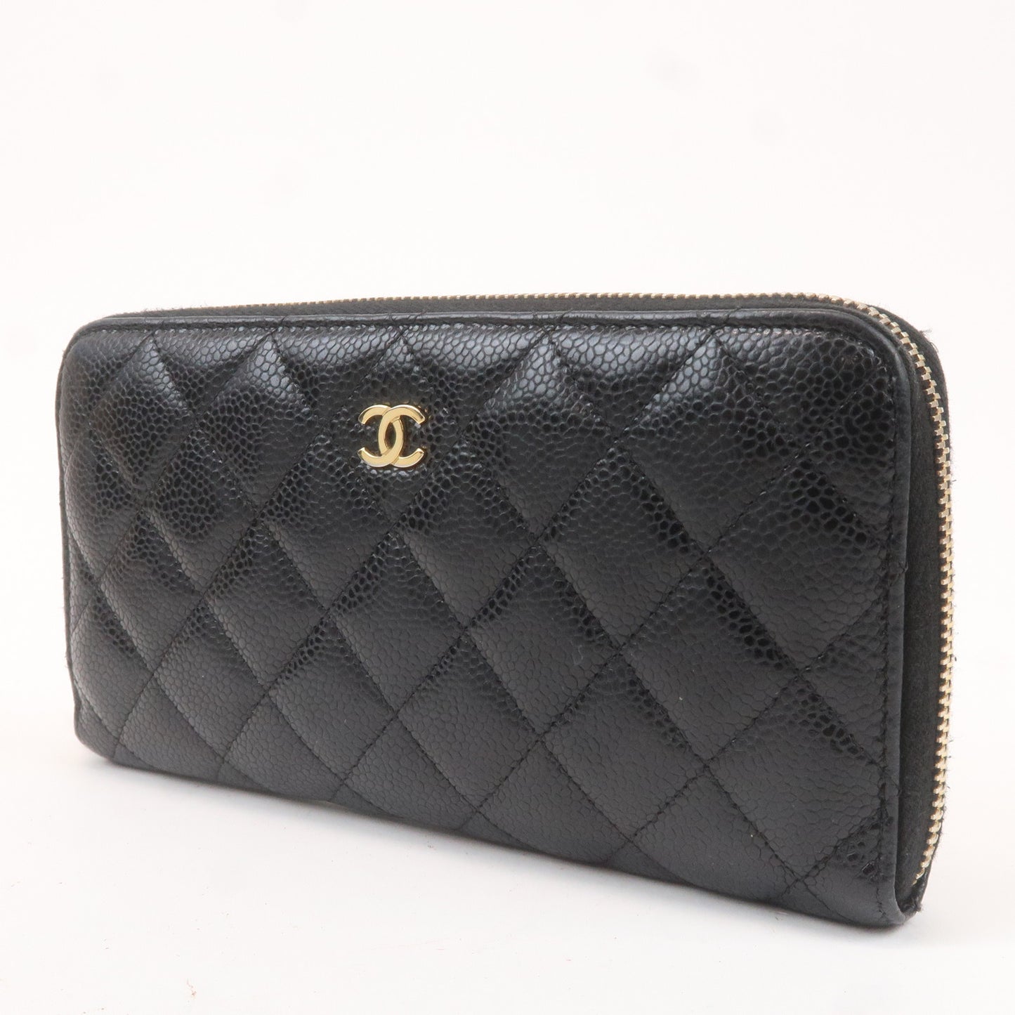 CHANEL Matelasse Coco Mark Caviar Skin Long Wallet Black A50097