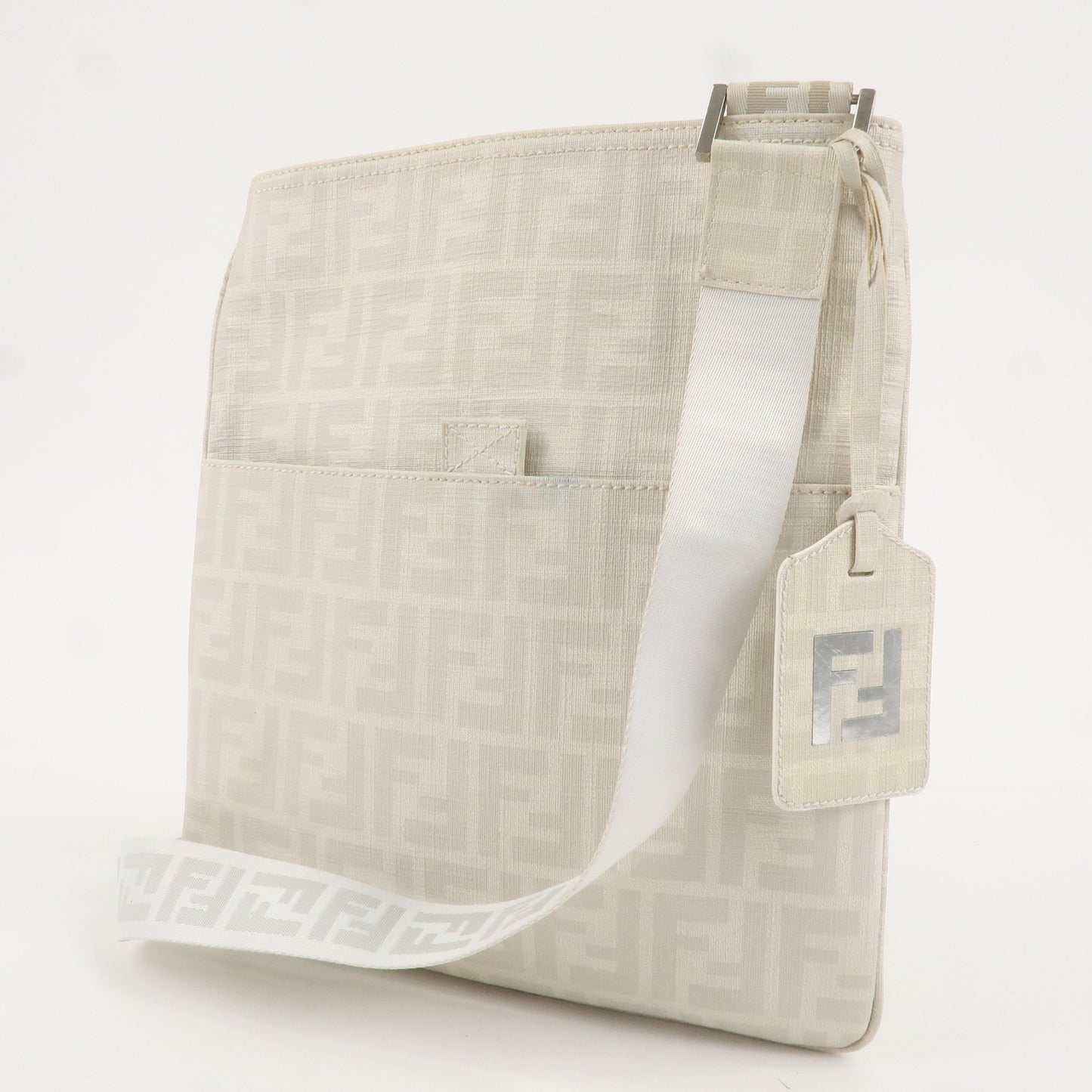 FENDI Zucca Print PVC Shoulder Bag Crossbody Bag White 7VA207