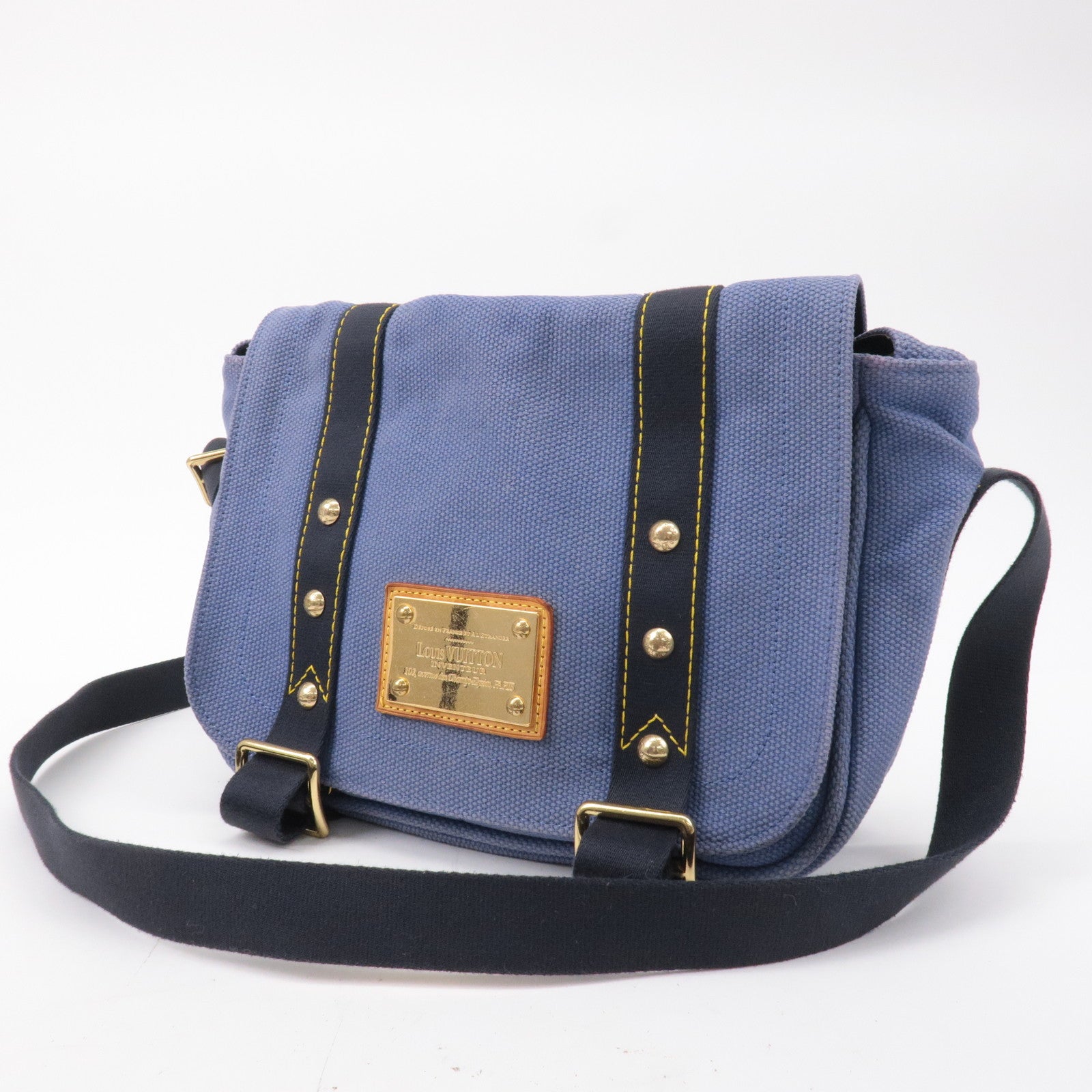 Louis Vuitton Antigua Besace PM Shoulder Bag Blue M40081